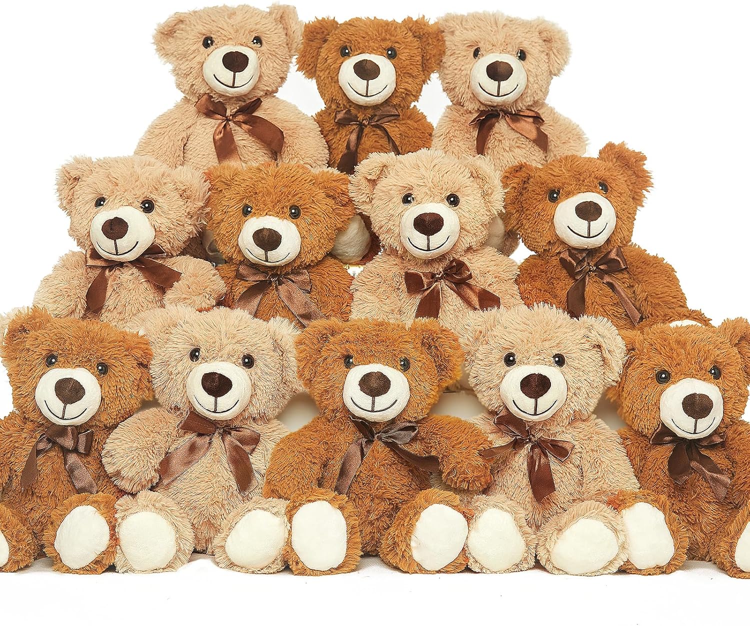 Ositos de peluche a granel, 12 paquetes de osos de peluche, regalo para niños y novias, osos de peluche de 13.5 pulgadas para Navidad, San Valentín,