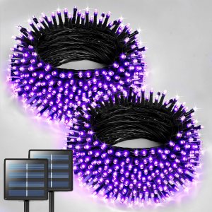 JMEXSUSS Paquete de 2 luces solares de Navidad moradas, 400 luces LED solares de 151 pies, impermeables, 8 modos, luces de Navidad moradas para JMEXSUSS Paquete de 2 luces solares de Navidad moradas, 400 luces LED solares de 151 pies, impermeables, 8 modos, luces de Navidad moradas para
