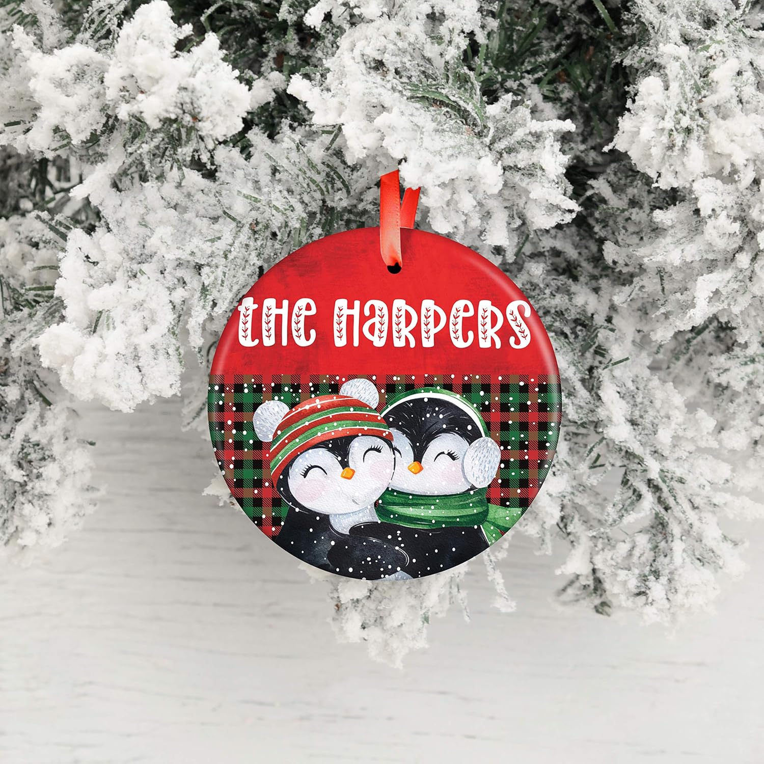 Juego de 3, adorno de Navidad personalizado con nombre, 9 diseños, 12 fuentes, cerámica personalizada de 3 pulgadas, adorno de Navidad redondo 2023