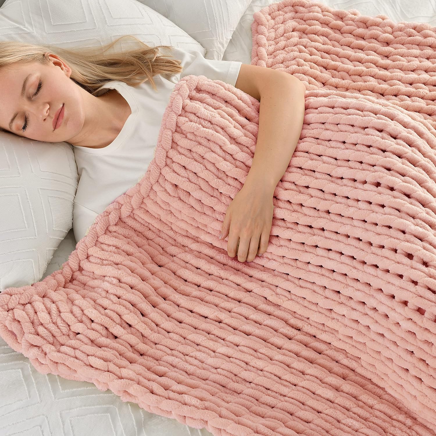 Tighter Version – Manta de punto grueso de felpilla de 50 x 60 pulgadas, hecha a mano, cálida y acogedora para sofá, cama, decoración del hogar,