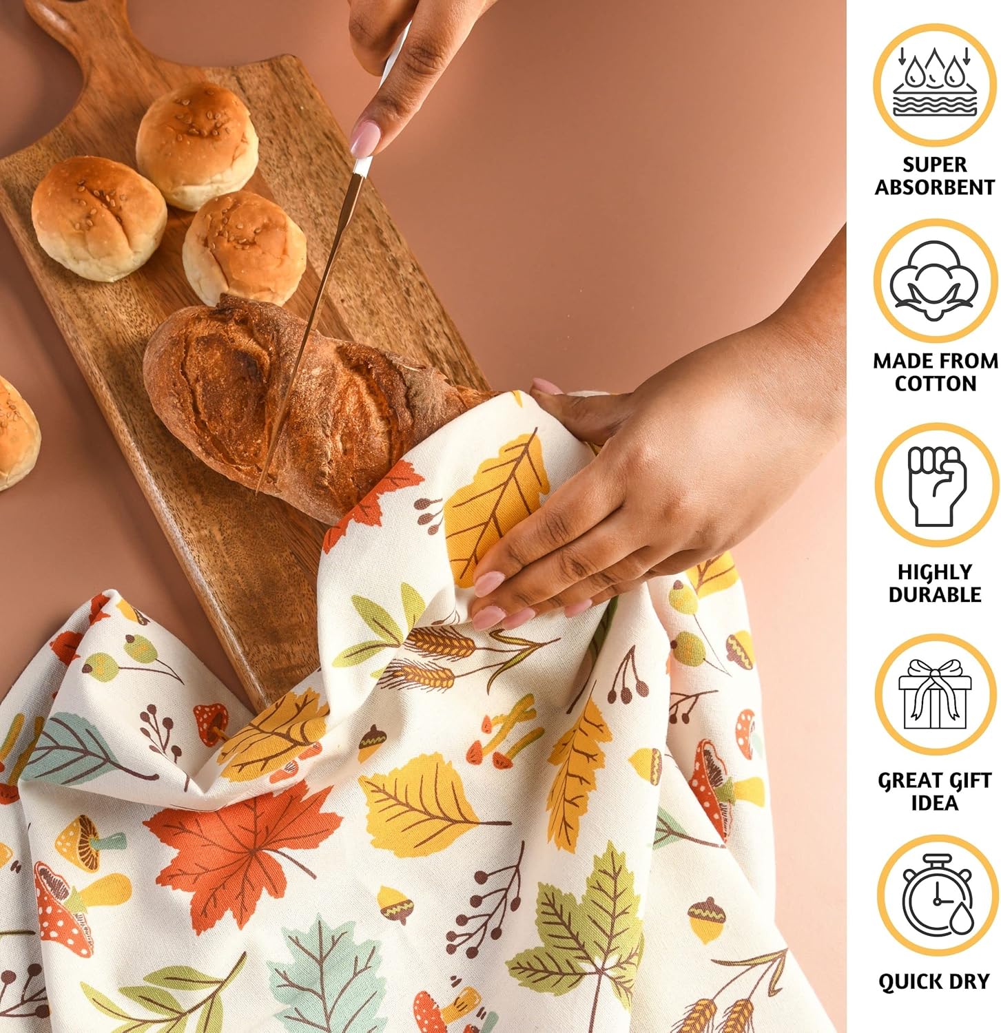 Folkulture – Juego de 3 toallas de cocina de otoño, 20 x 26 pulgadas, toallas de cocina con lazo para colgar, bonita toalla de mano de cocina para