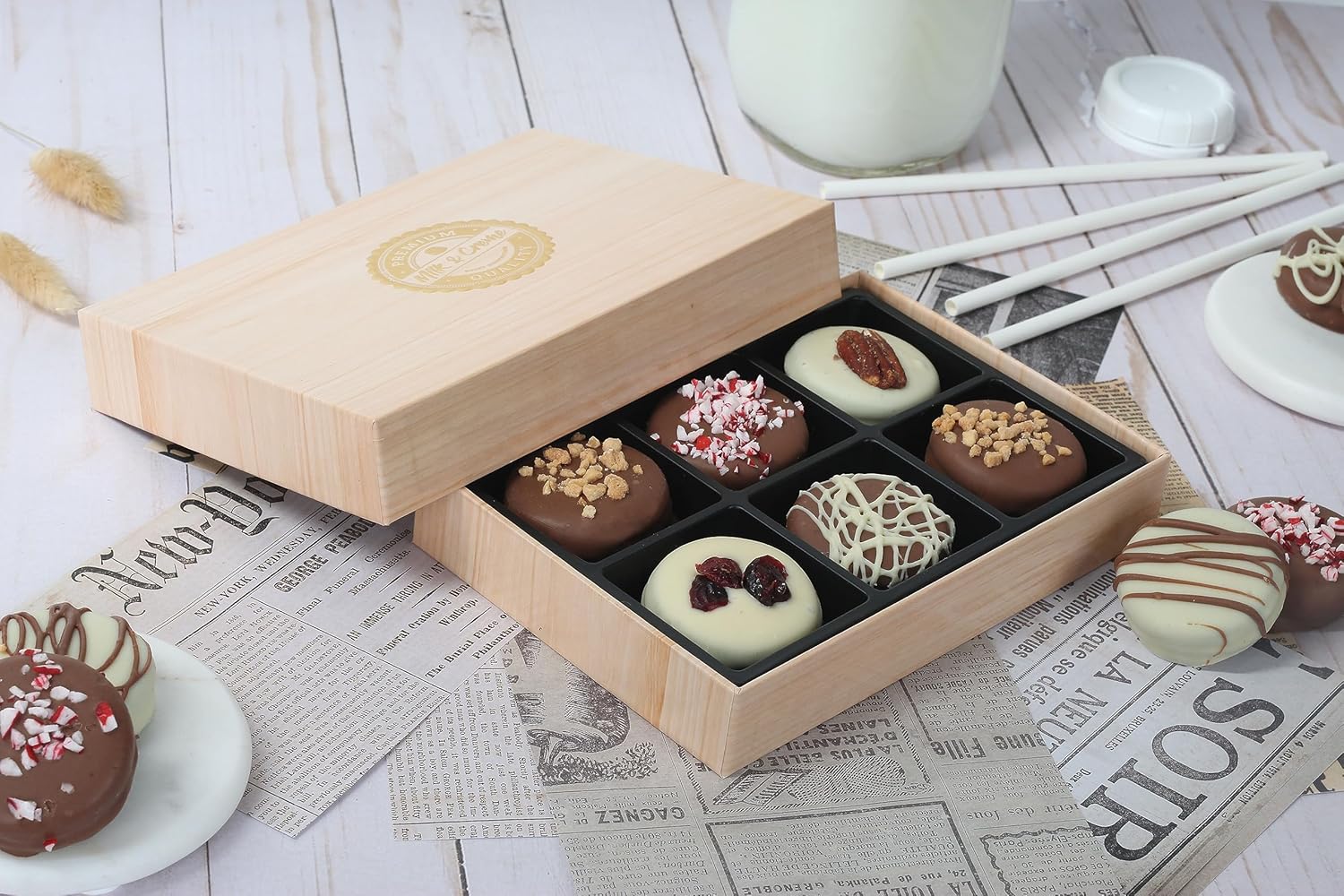 Regalo de galletas de chocolate para el día de San Valentín, galletas cubiertas de chocolate con leche, caja de regalo de galletas, regalos de