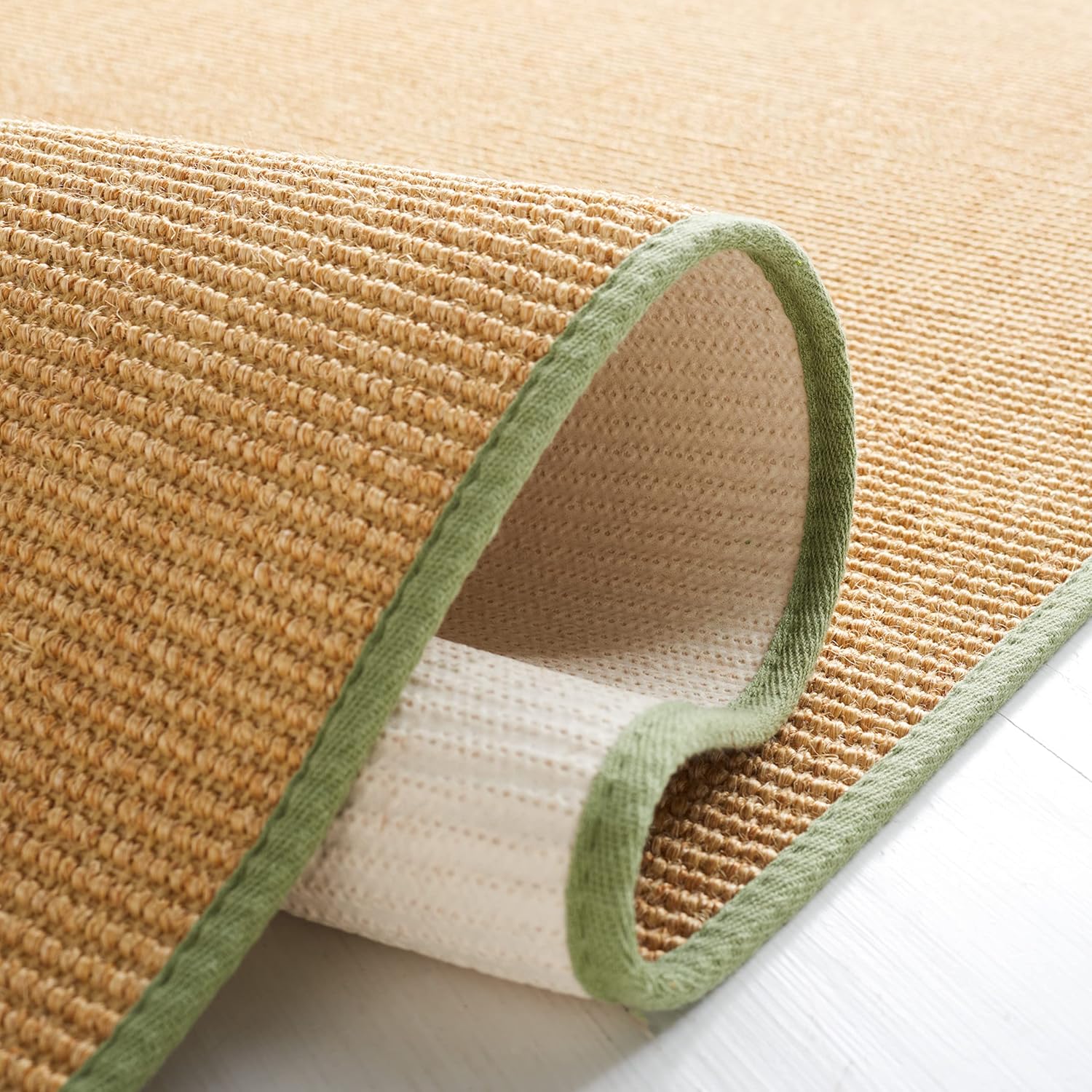Martha Stewart Collection by SAFAVIEH MSR9501E – Alfombra de sisal y yute de 5 x 7 pies, color naturalverde