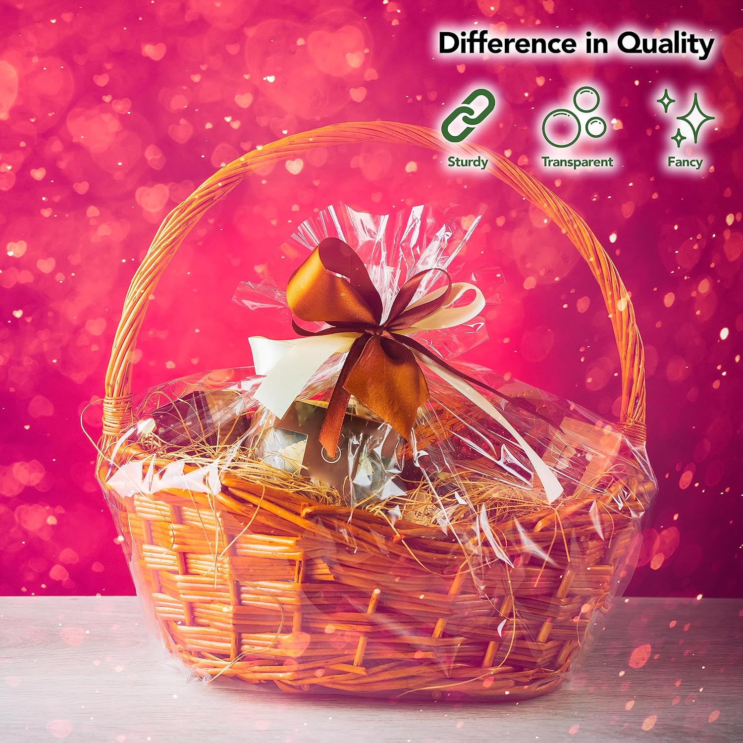 Seal Fresh Bolsas de celofán extra grandes (cinta y cesta no incluidas)  30 x 40 pulgadas (25 unidades)  Bolsas transparentes de regalo de celofán