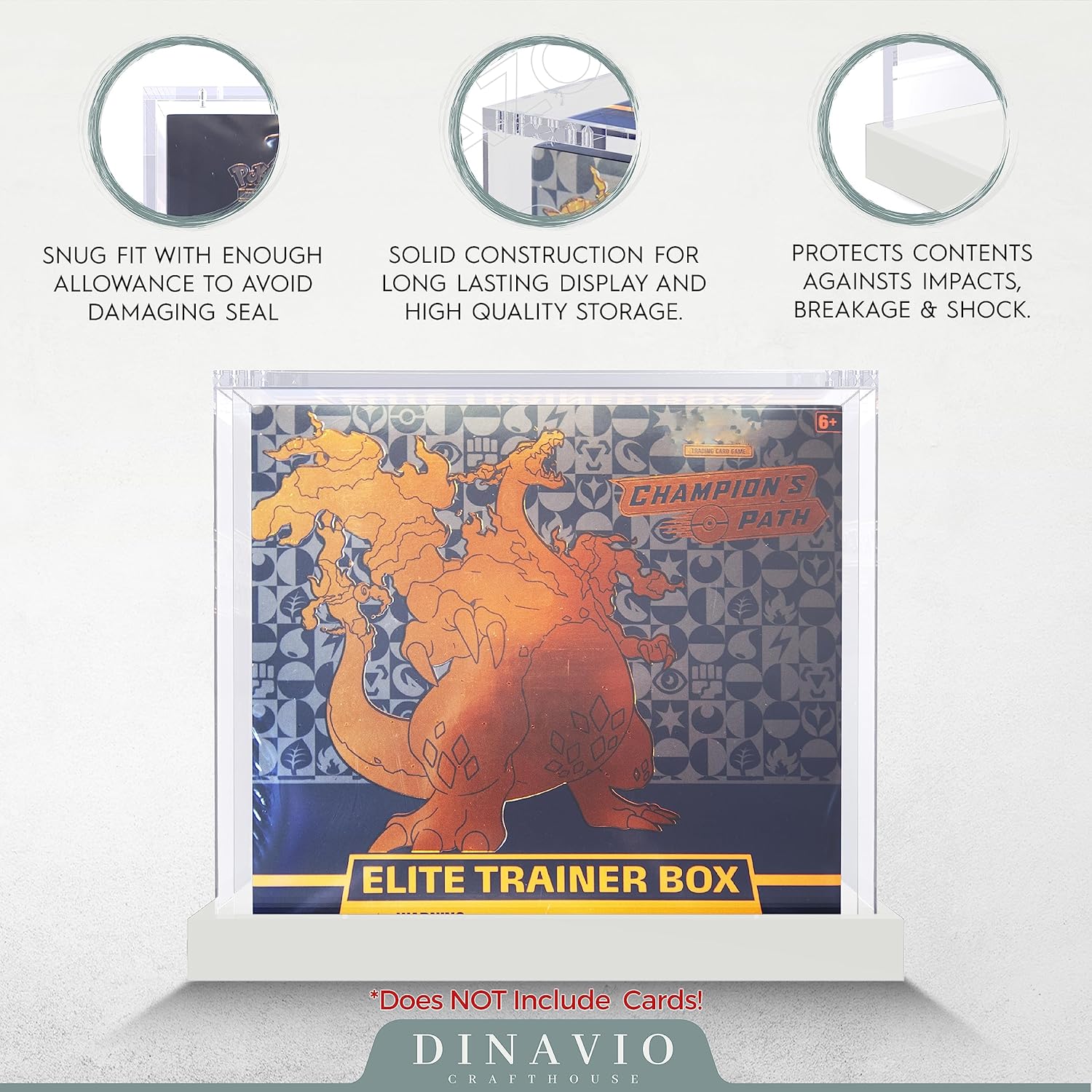 Elite Trainer – Caja de acrílico para exhibición, estuche de Pokémon para ETB, tarjetas no incluidas, caja magnética acrílica de alta calidad con