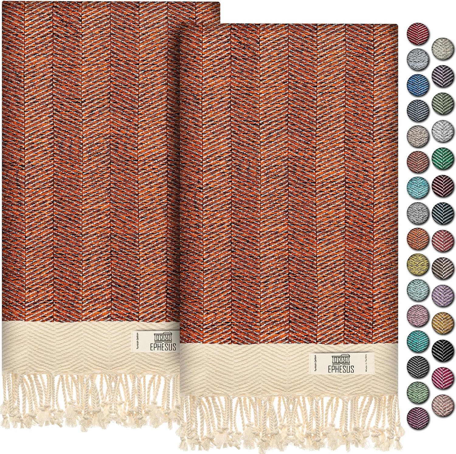 EPHESUS TOWELS Juego de 2 toallas de mano, 18 x 30 pulgadas, algodón turco, toalla de mano turca en espiga para baño, cocina, invitados, cara,