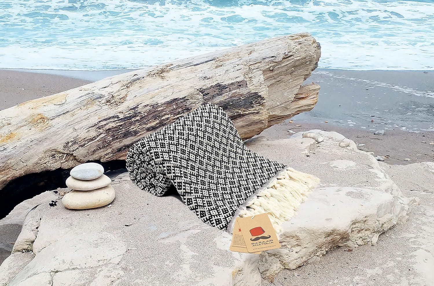 Bazaar Anatolia Toalla de playa turca 100% algodón, toallas de baño de gran tamaño, secado rápido, estilo bohemio, decoración de granja, toallas de