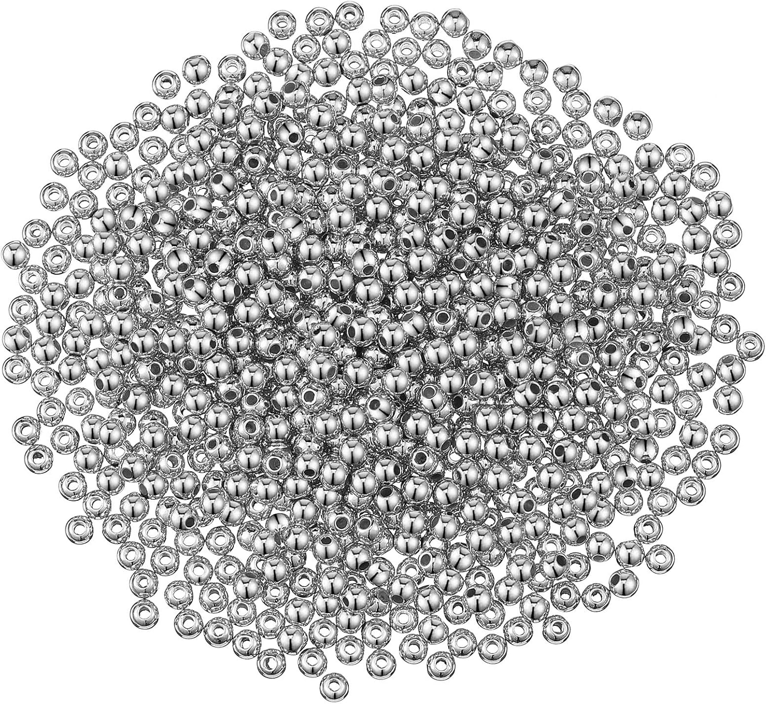 3000 cuentas redondas lisas de 0.157 pulgadas (0.157 in), cuentas espaciadoras pequeñas, cuentas redondas sin costuras lisas sueltas para pulseras,