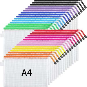 JARLINK Paquete de 30 bolsas de malla con cremallera, 10 colores, bolsas de archivos impermeables, tamaño cartatamaño A4, multiusos para organizar JARLINK Paquete de 30 bolsas de malla con cremallera, 10 colores, bolsas de archivos impermeables, tamaño cartatamaño A4, multiusos para organizar