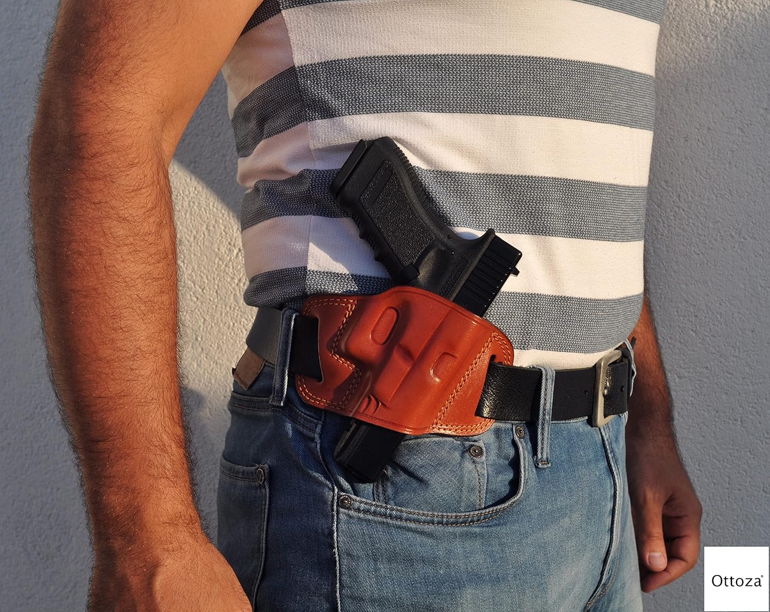 Ottoza Funda de cuero compatible con pistola Glock (171919X23) para diestros Glock 19 Holster Owb – Glock 19X Holster Owb – Glock 17 Holster Owb –