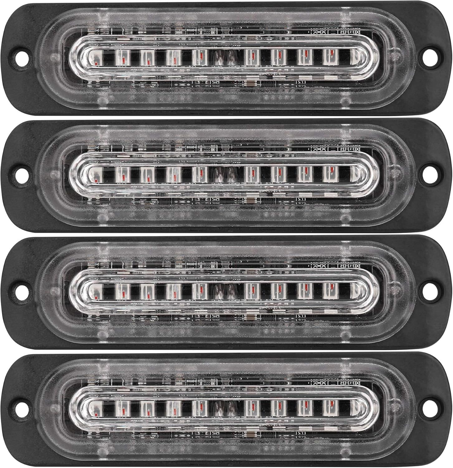 Paquete de 4 luces LED estroboscópicas ultra delgadas de 4.4 pulgadas, 10 luces LED estroboscópicas de montaje en superficie (rojoazul)