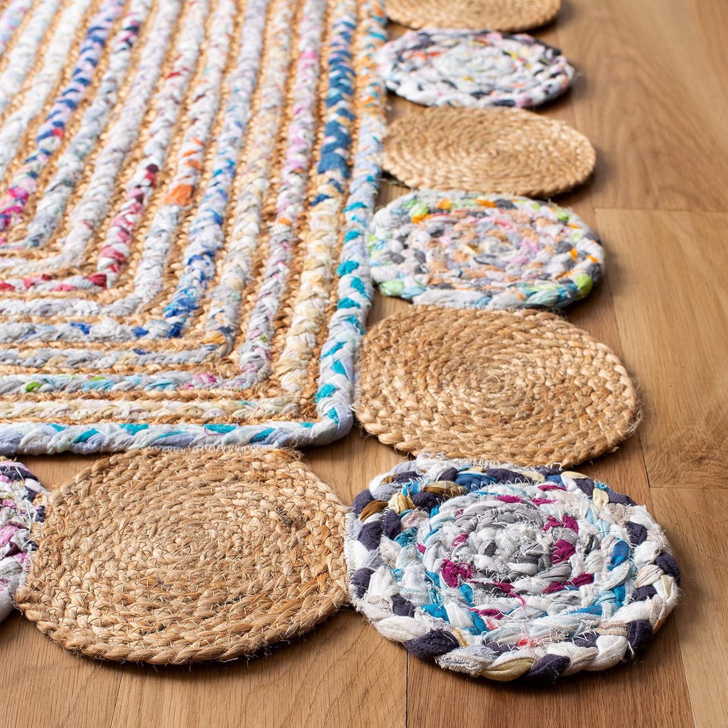 SAFAVIEH Cape Cod Collection – Alfombra de área de 6 x 9 pies, beige y multicolor, hecha a mano de yute trenzado y algodón, ideal para zonas de alto