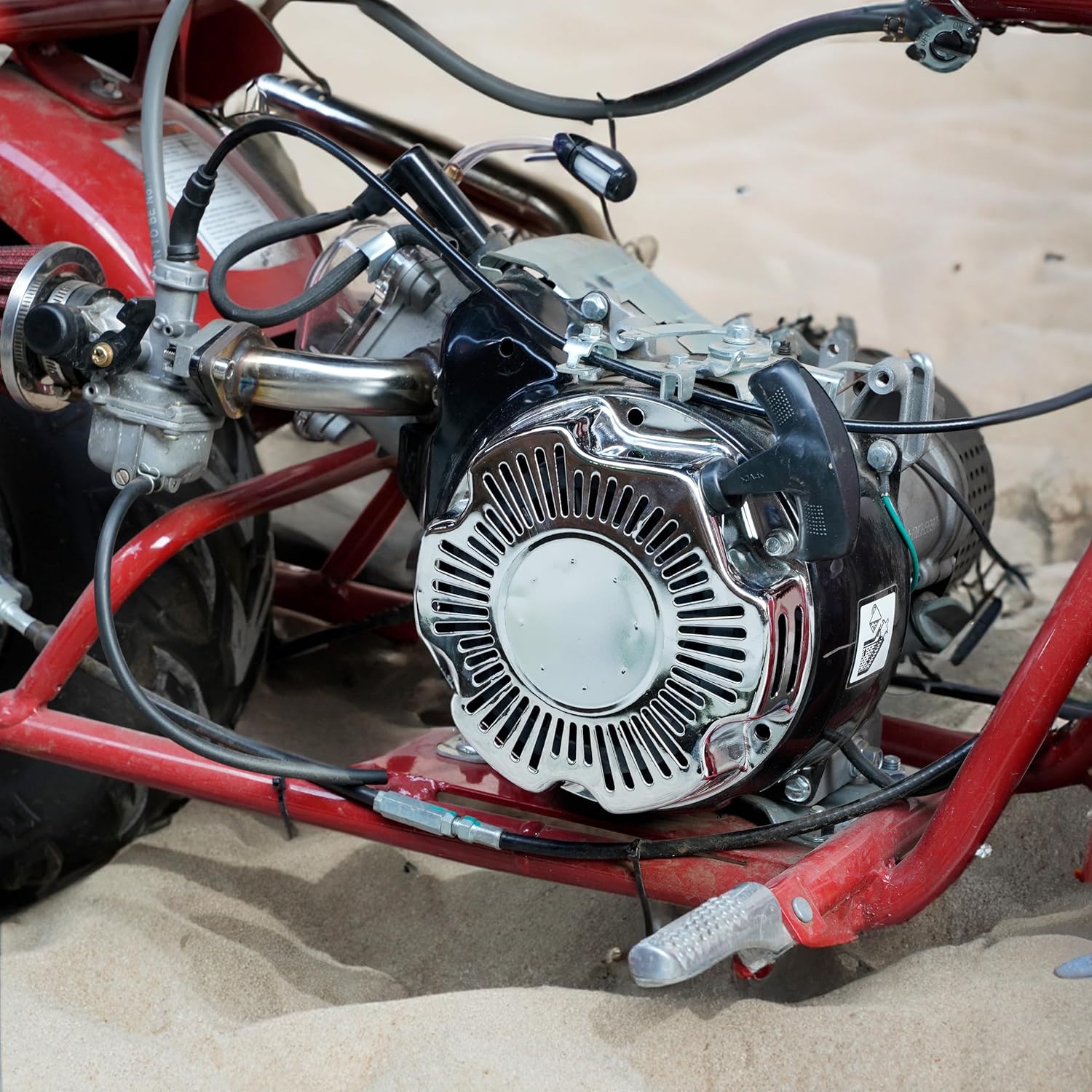 Ensamblaje de arranque de retroceso cromado para Coleman CT100U CC100X 98cc, motor Predator 79cc 3HP, Massimo MB100 79cc Mini Bike, SK100 CK100 Go