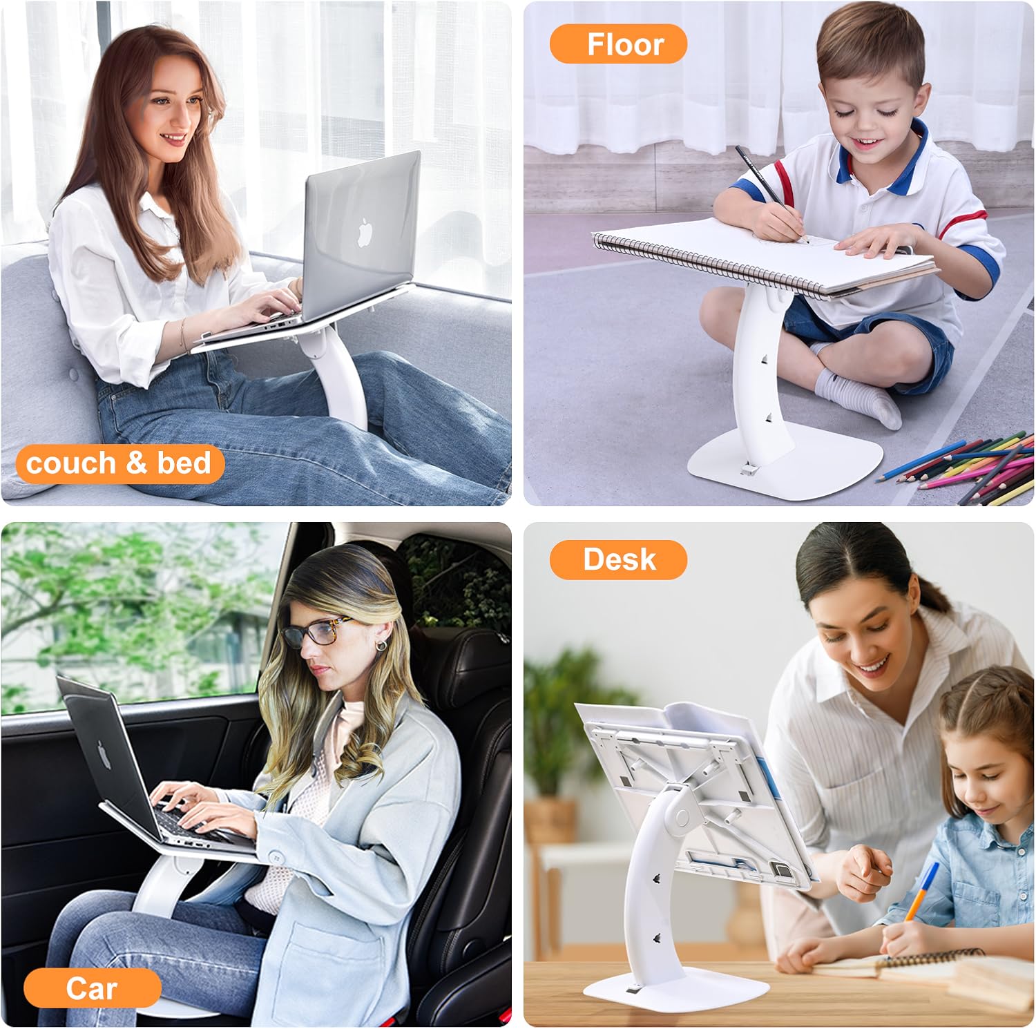 xuenair – Escritorio portátil blanco con clip para libros, ángulo ajustable, para laptop de 17 pulgadas, cama xuenair para sofá, computadora,