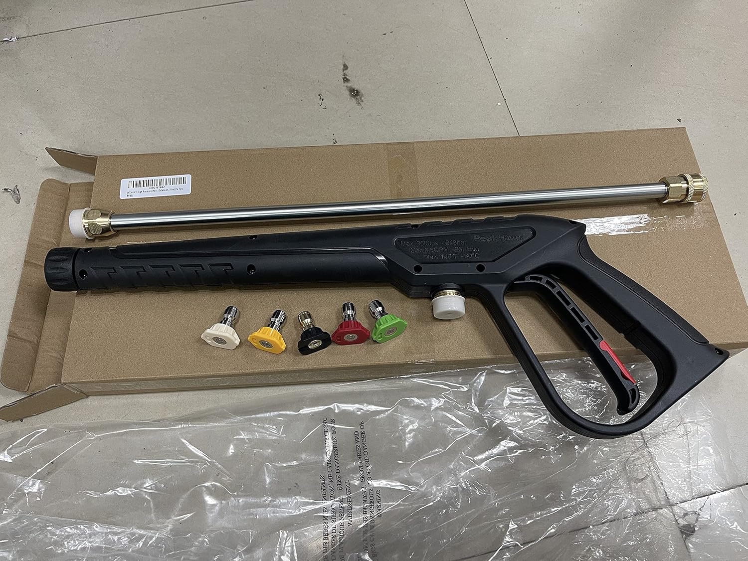 FGDCHNJ Pistola de lavado a presión con varita de extensión de repuesto, pistola de lavado de autos con rosca M22-0.551 in, 5 puntas de boquilla, 40