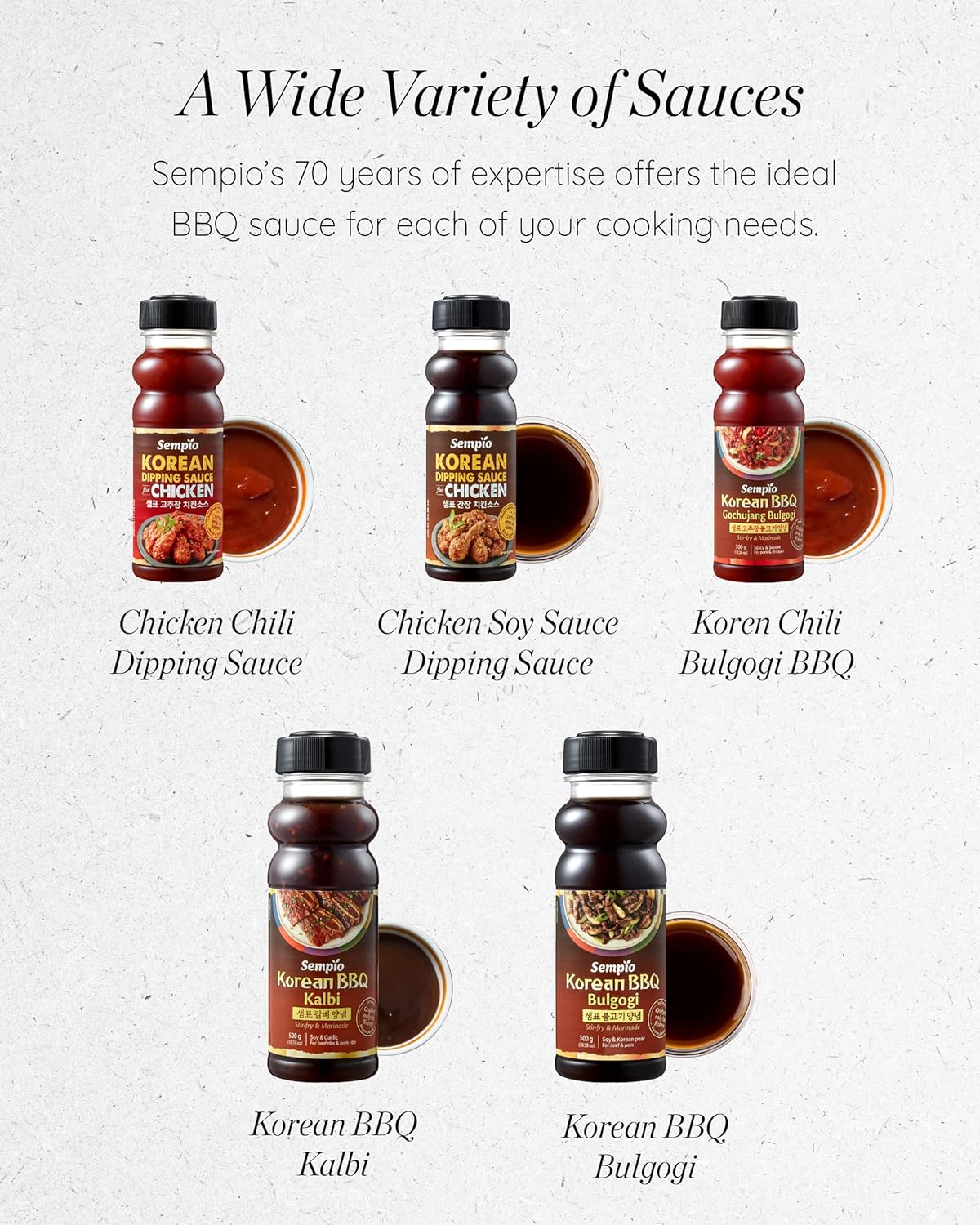 SEMPIO Salsa coreana de adobo Kalbi, auténtico sabor dulce y salado con salsa de soja y ajo. Cero grasas trans, perfecta para carne y barbacoa