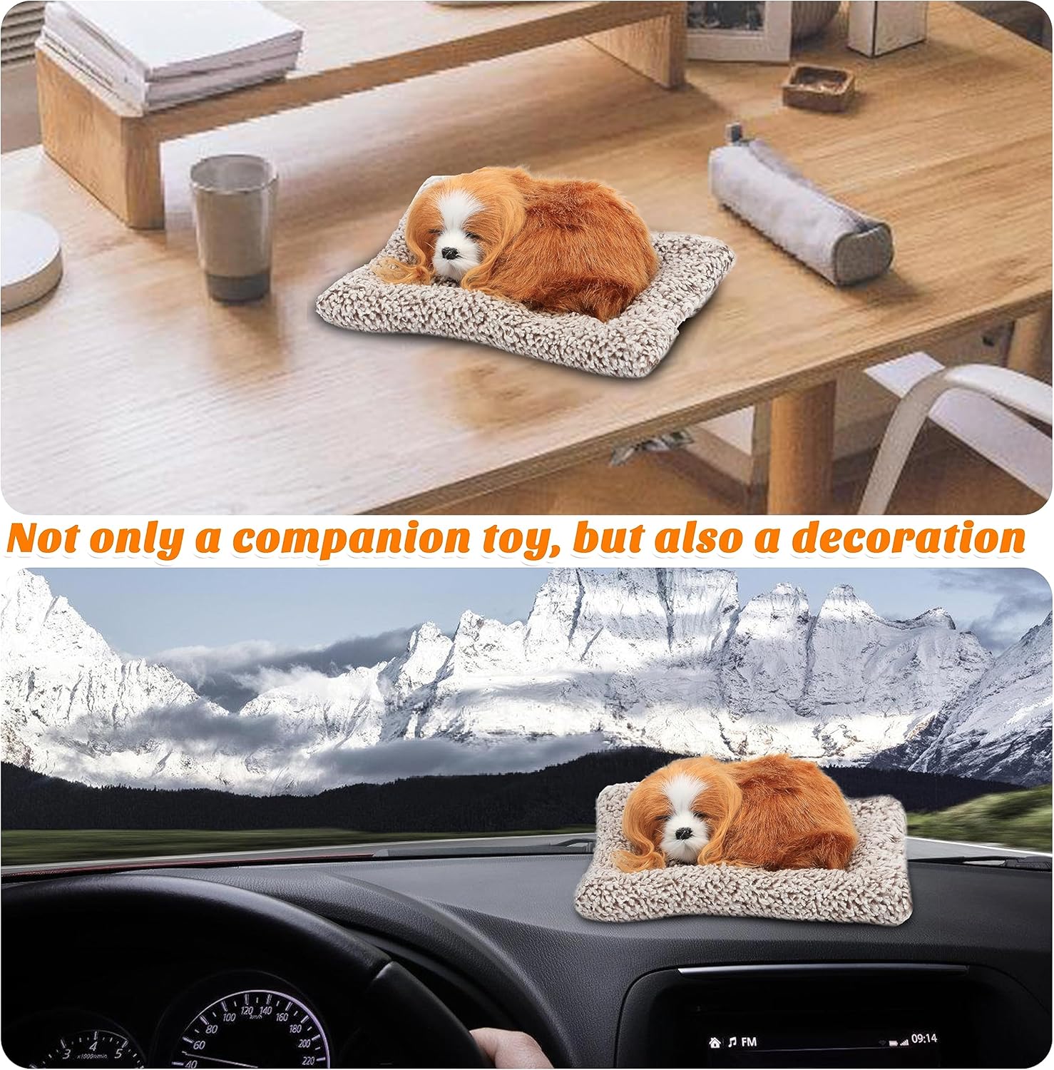 Easfan Juguete de peluche de simulación para cachorros con sonido, adorable animal, lindo perro dormido con cojín de sonido, decoración de