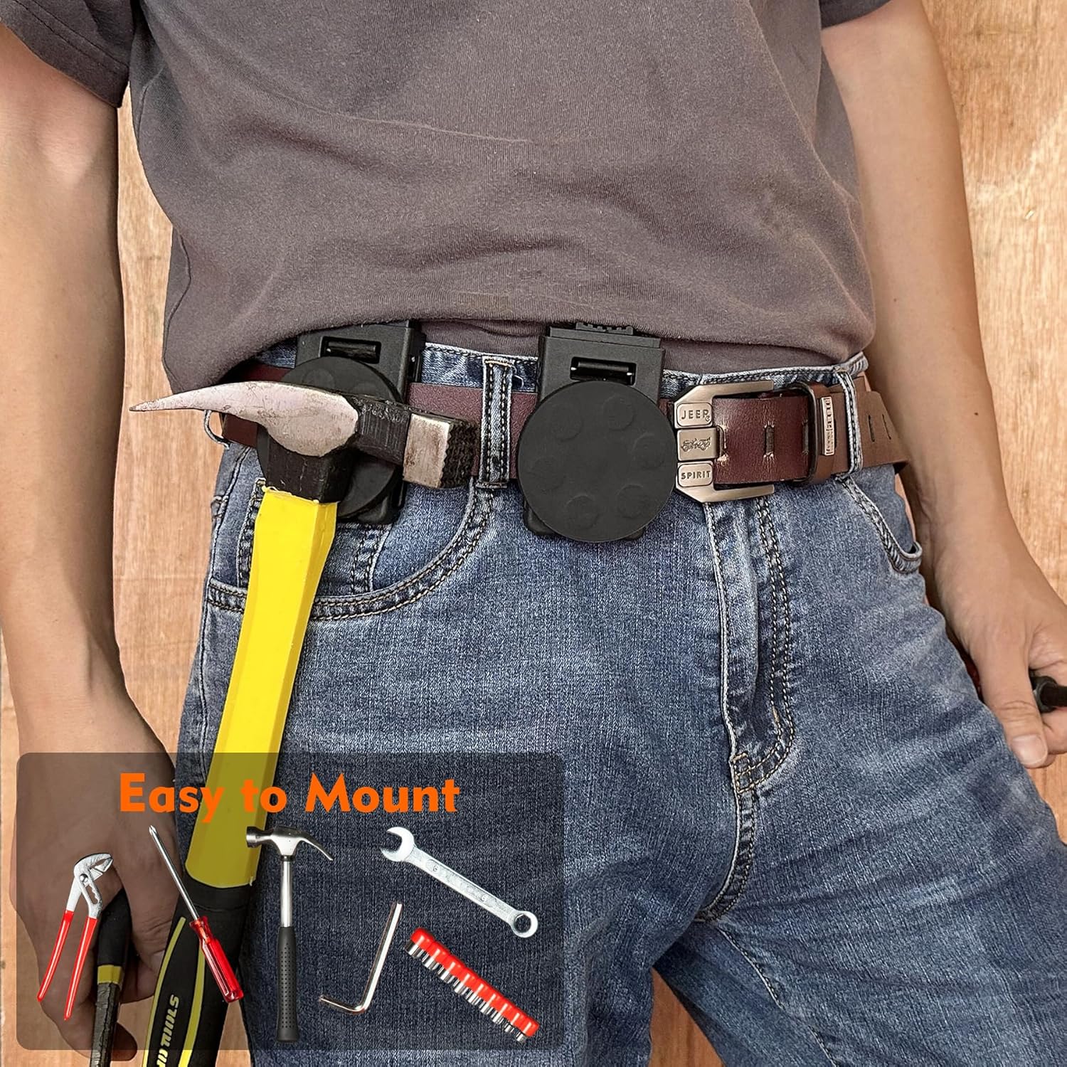 MUTUACTOR Clip de cinturón para funda de herramientas, soporte magnético resistente para clip de cinturón, antideslizante N52 fuerte clip magnético