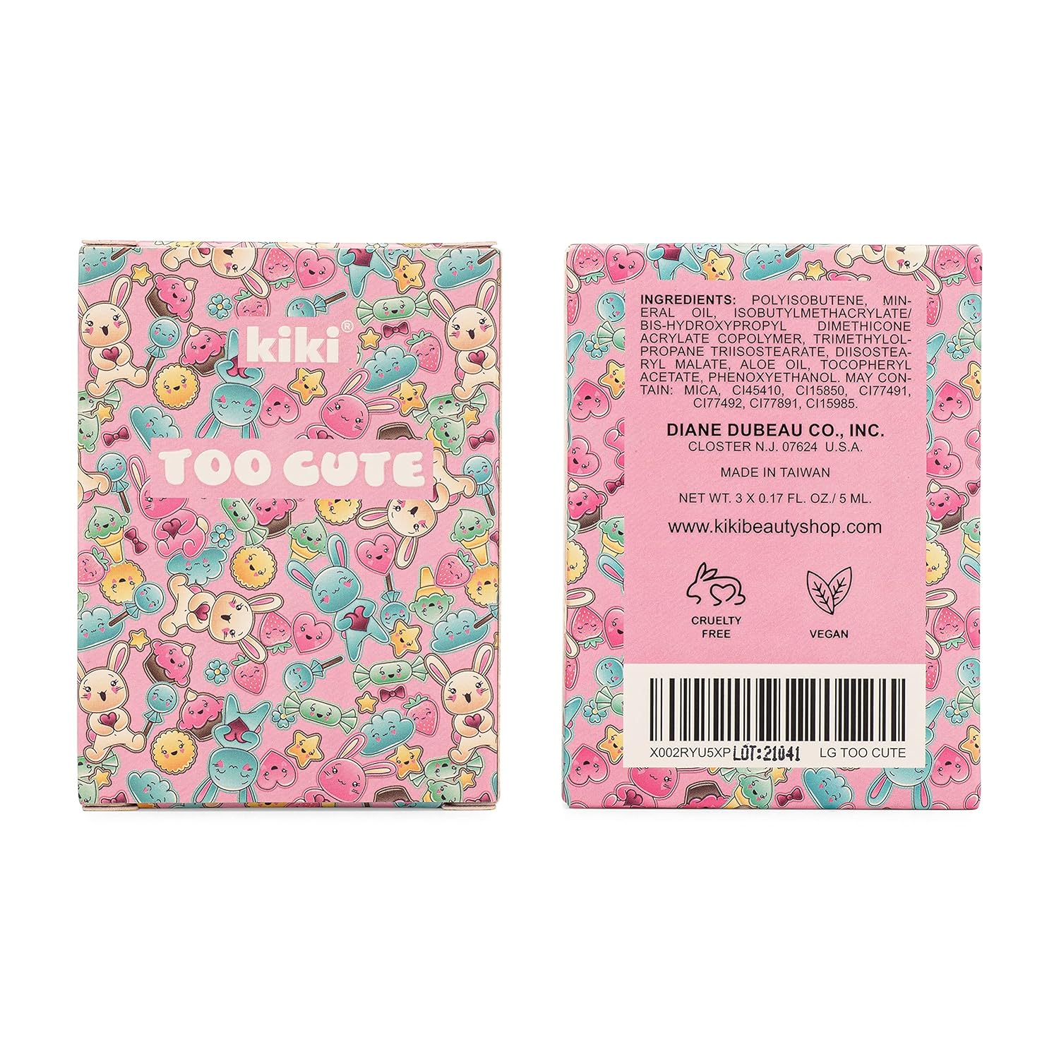 kiki Juego de 3 brillos de labios demasiado lindo con los colores originales de Kawaii hidratantes y brillantes