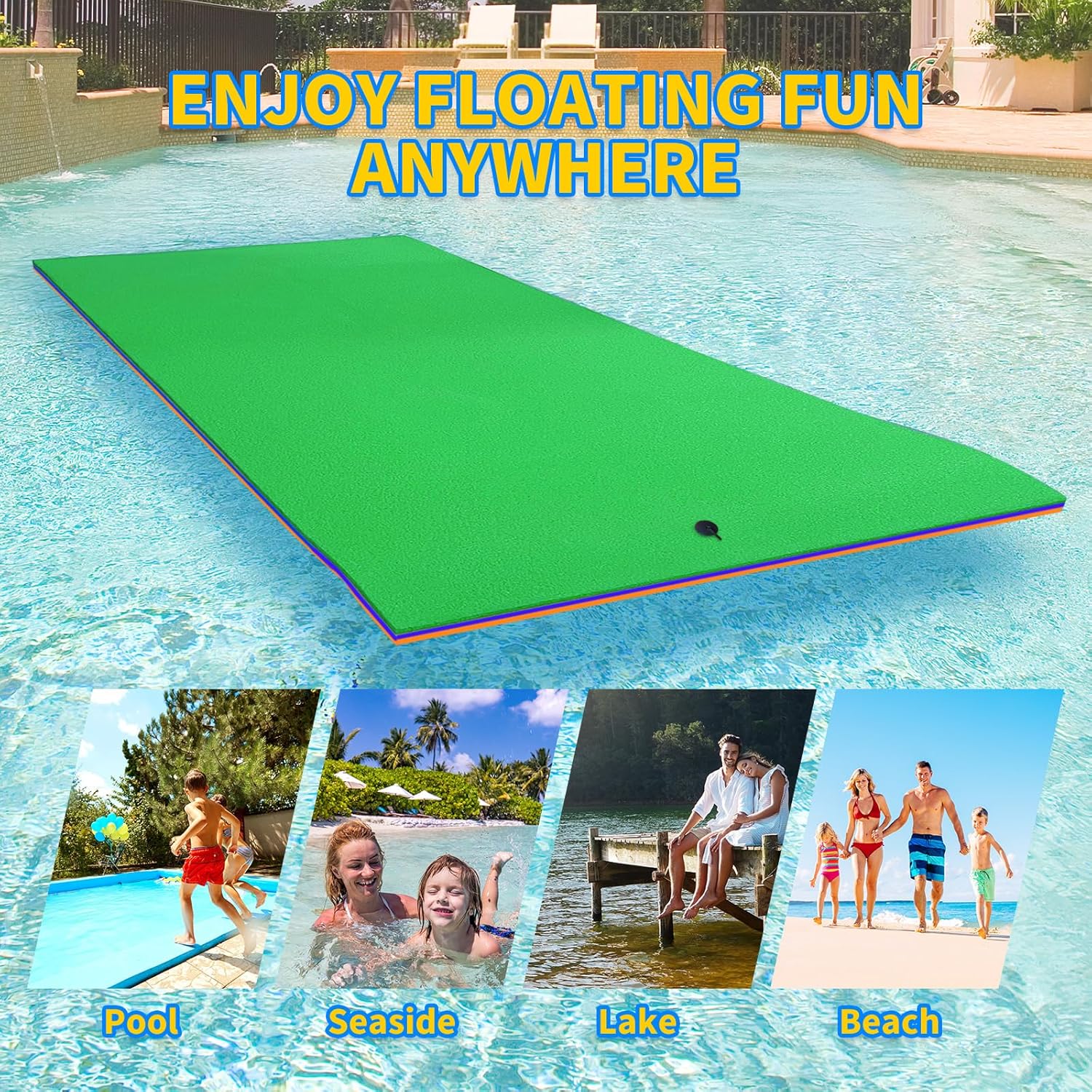 Lily Pad Floating Mat, 9’12’18’ Premium Floating Water Mat for Lake, 3-Layer Tear-Resistant XPE Foam, Giant Lily Pad for Water Recreation Pool,