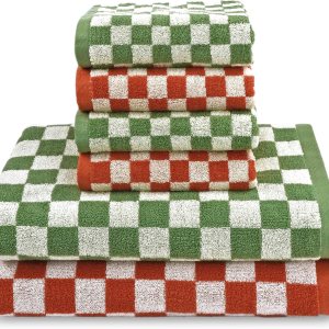 Juego de 6 toallas de baño a cuadros, 2 toallas de ducha, 4 toallas de mano, toalla suave y absorbente para baño, gimnasio, cocina Juego de 6 toallas de baño a cuadros, 2 toallas de ducha, 4 toallas de mano, toalla suave y absorbente para baño, gimnasio, cocina