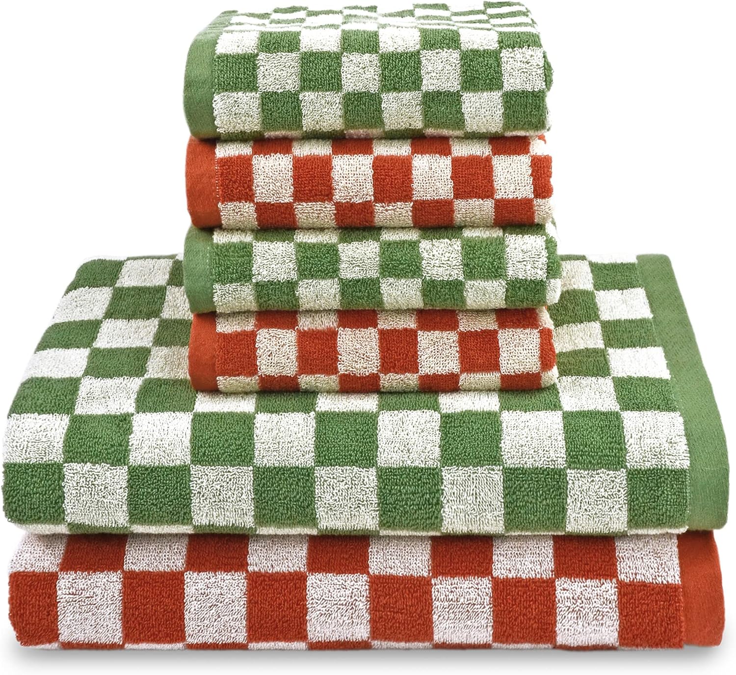 Juego de 6 toallas de baño a cuadros, 2 toallas de ducha, 4 toallas de mano, toalla suave y absorbente para baño, gimnasio, cocina