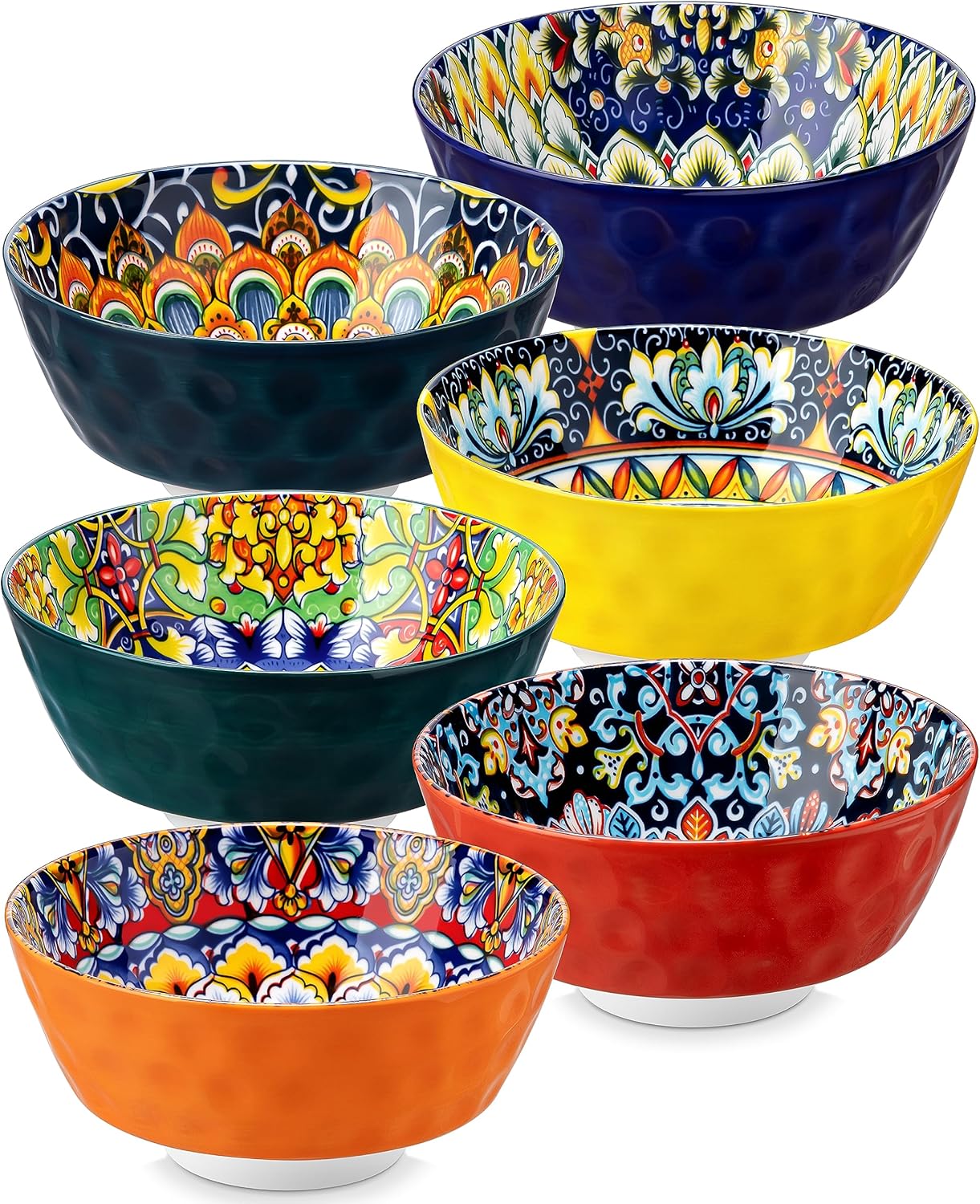 vancasso SIMI – Juego de 6 platos y cuencos llanos de 10.5 pulgadas, cuencos de cereales de 26 onzas, estilo bohemio, aptos para microondas y