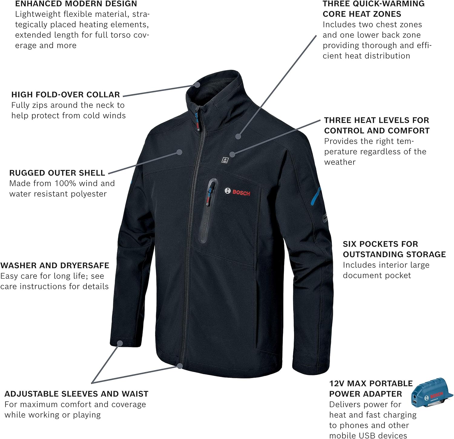 BOSCH – Chaqueta estándar para hombre, negro, talla L