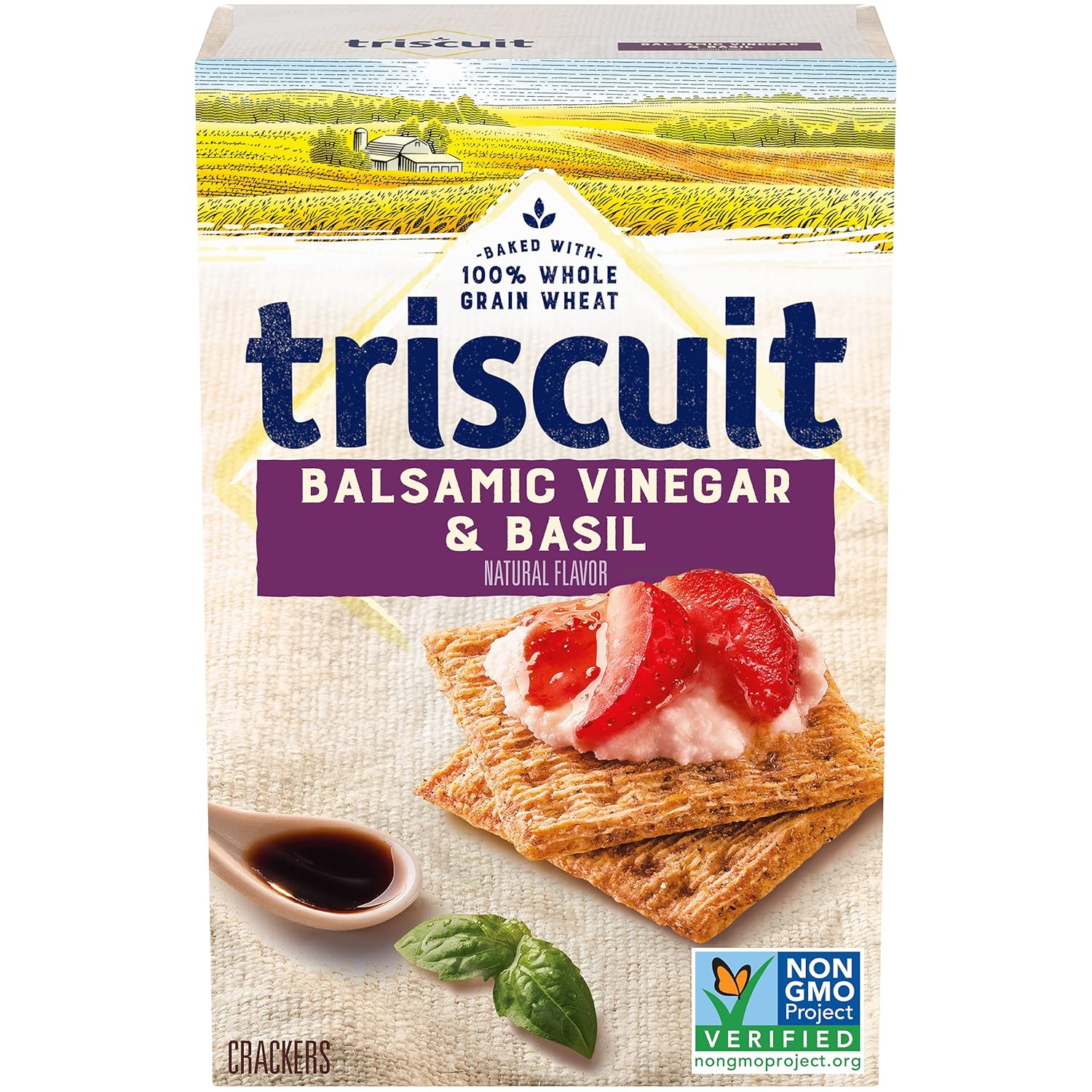 TRISCUIT Galletas, vinagre balsámico y sabor a albahaca, 1 caja (8.5 oz)