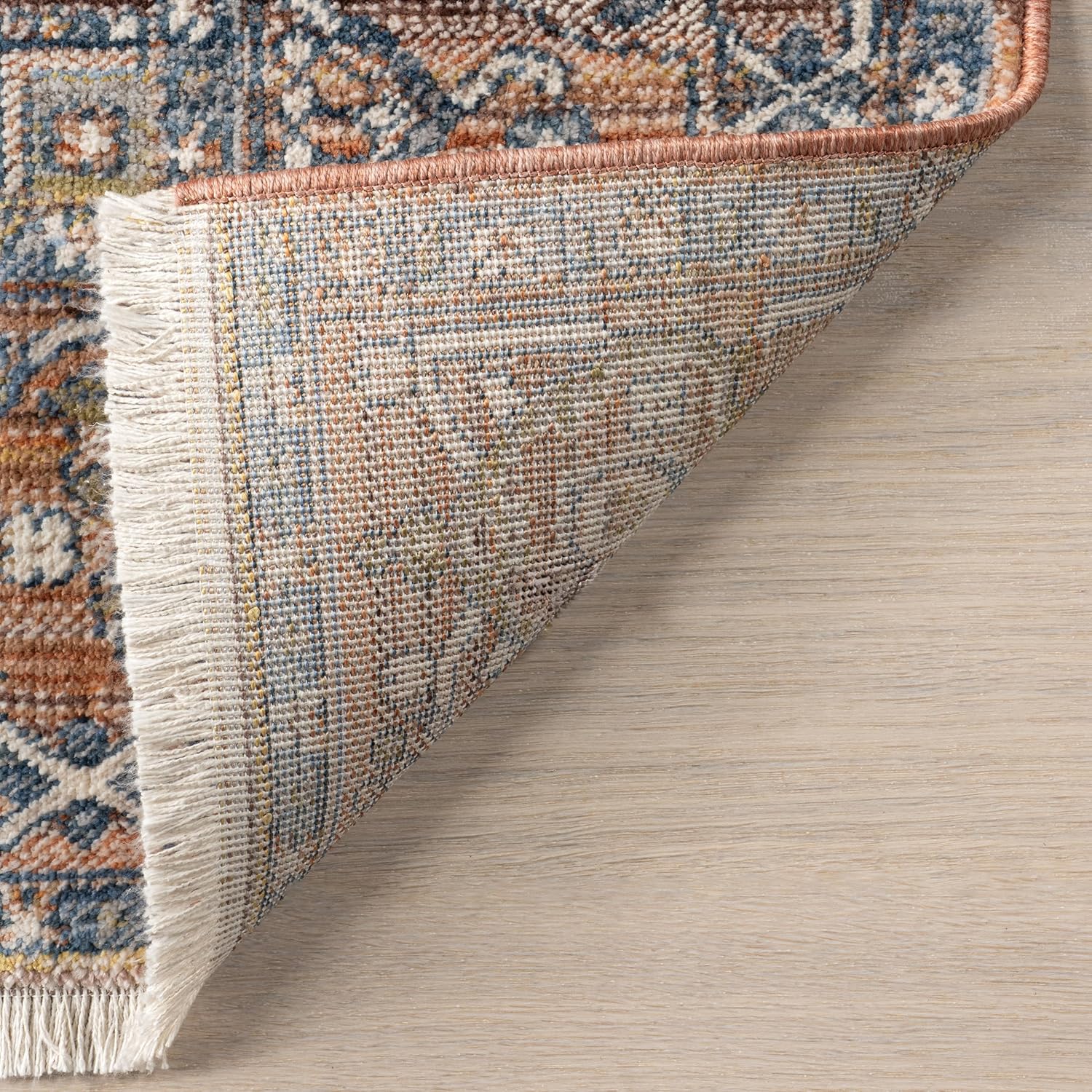 NuLOOM – Alfombra con diseño de medallón, con flecos, modelo Ethel