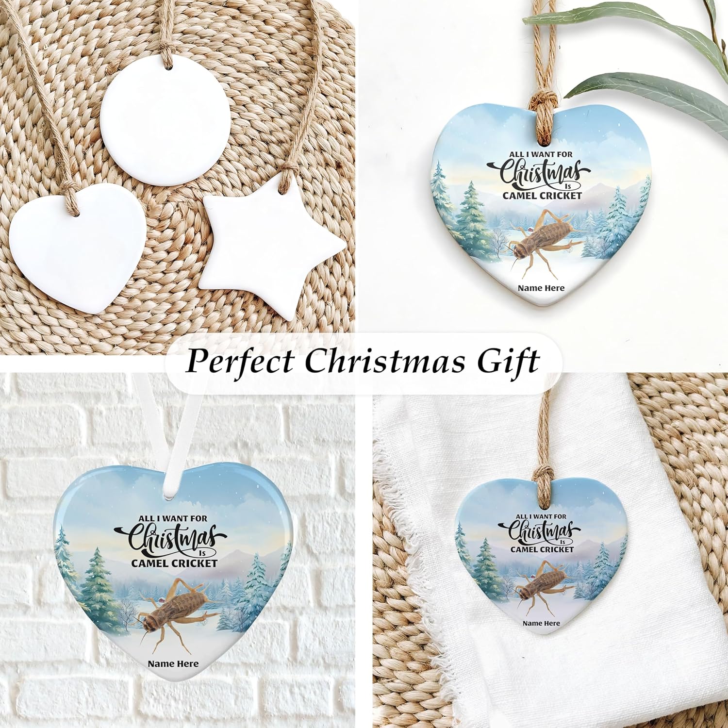 Adorno de regalo personalizado de grillo de camello 2023 para decoración del árbol de Navidad, regalos de recuerdo personalizados para dueños de