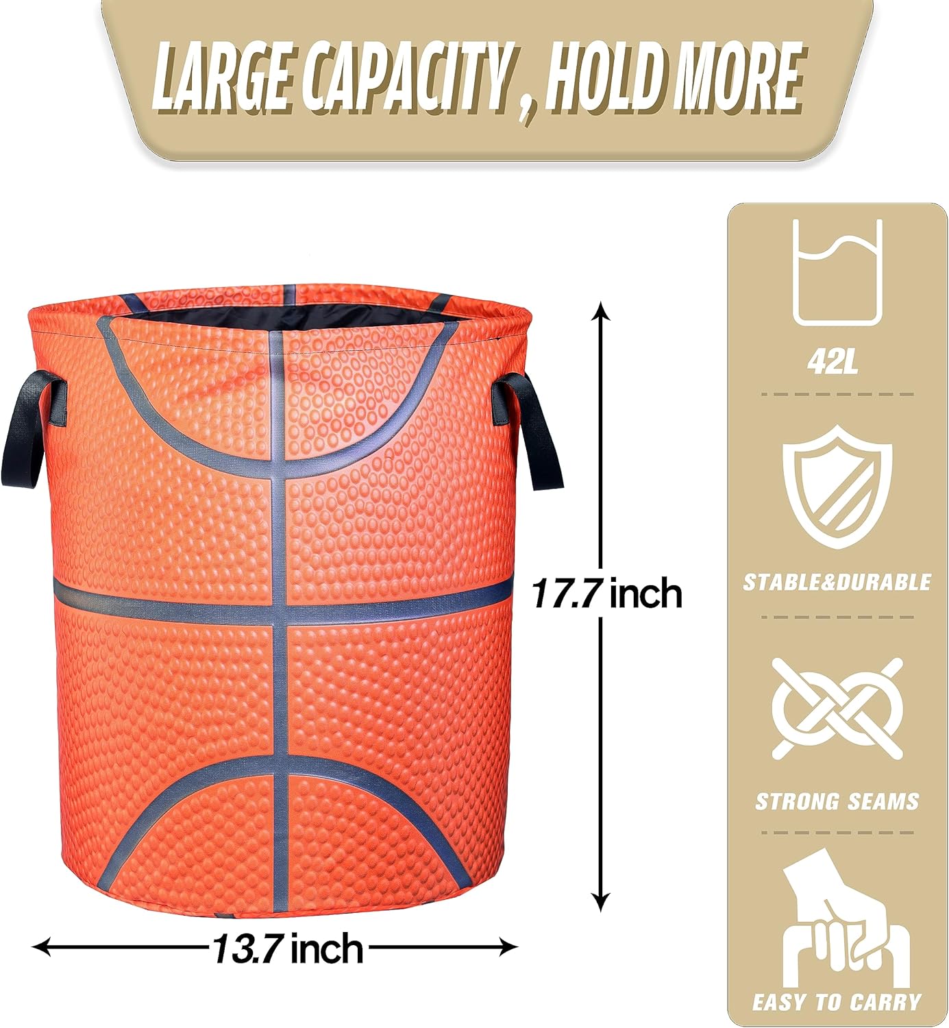 Cesta de lavandería con textura de baloncesto, plegable, impermeable, de tela Oxford, divertida, cesta de lavandería, cubo de almacenamiento de