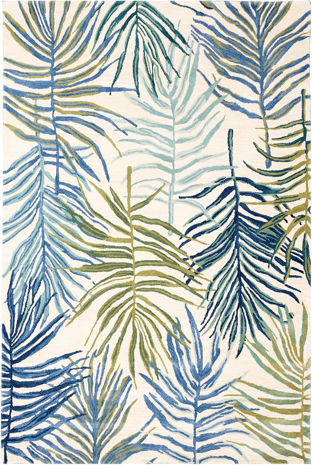 Liora Manne Tivoli – Alfombra de felpa de lana hecha a mano para interiores, diseño gráfico contemporáneo botánico floral (La Palma crema) (7 pies 6