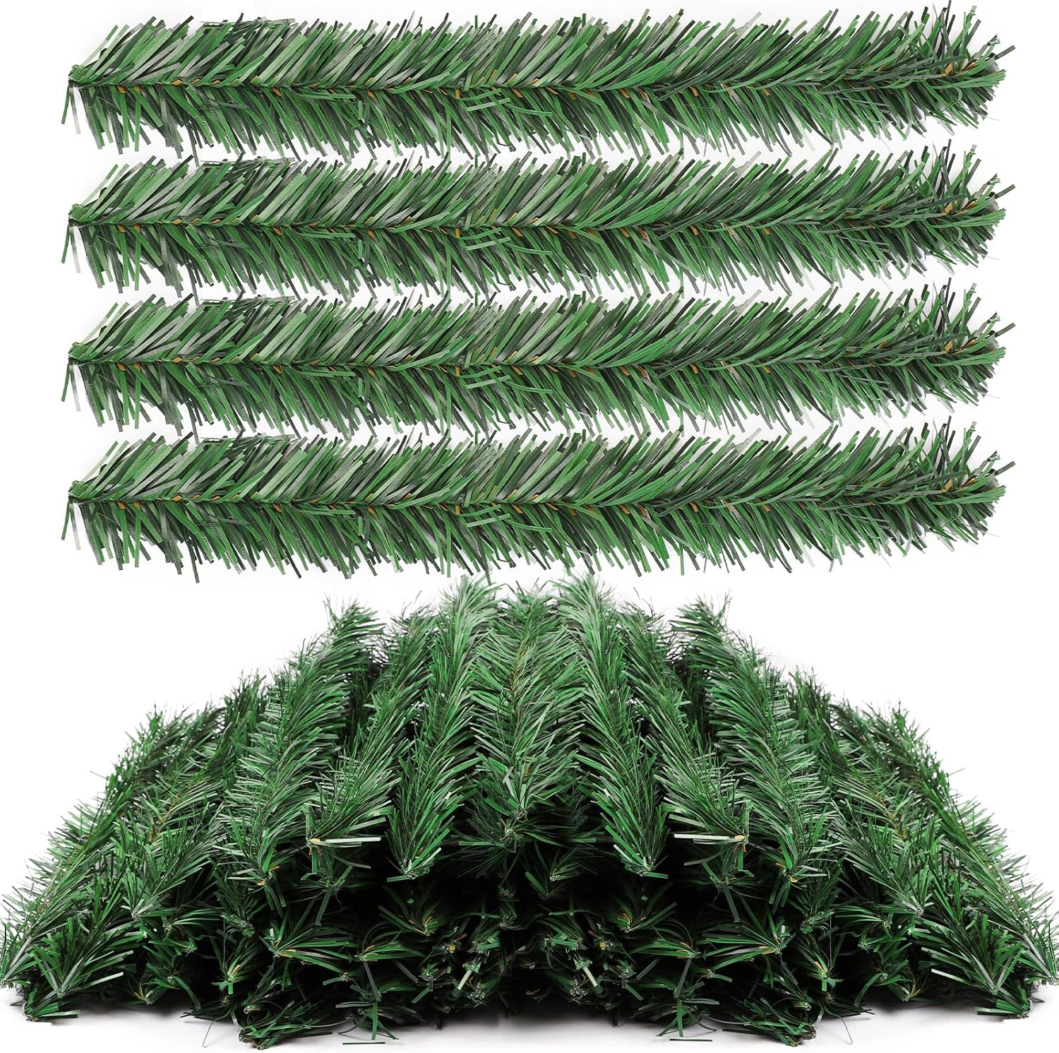50 lazos de guirnalda de Navidad, agujas de pino artificiales, tallos de vegetación flexibles, lazos decorativos para árboles, fiestas,