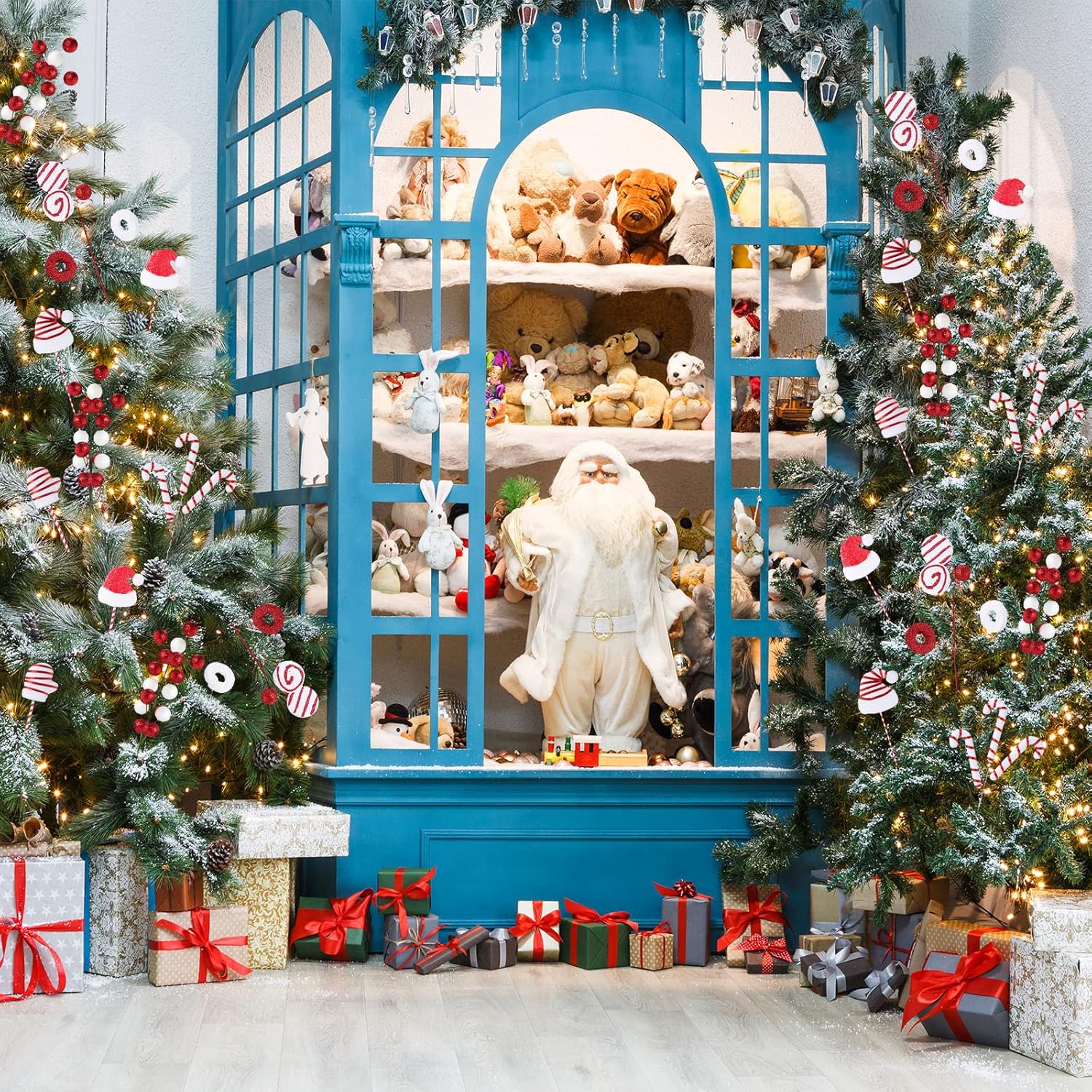 6 púas de adornos de Navidad, decoraciones de árbol de Navidad, guantes de sombrero de Papá Noel, bolas de bayas en palos para árbol de Navidad,