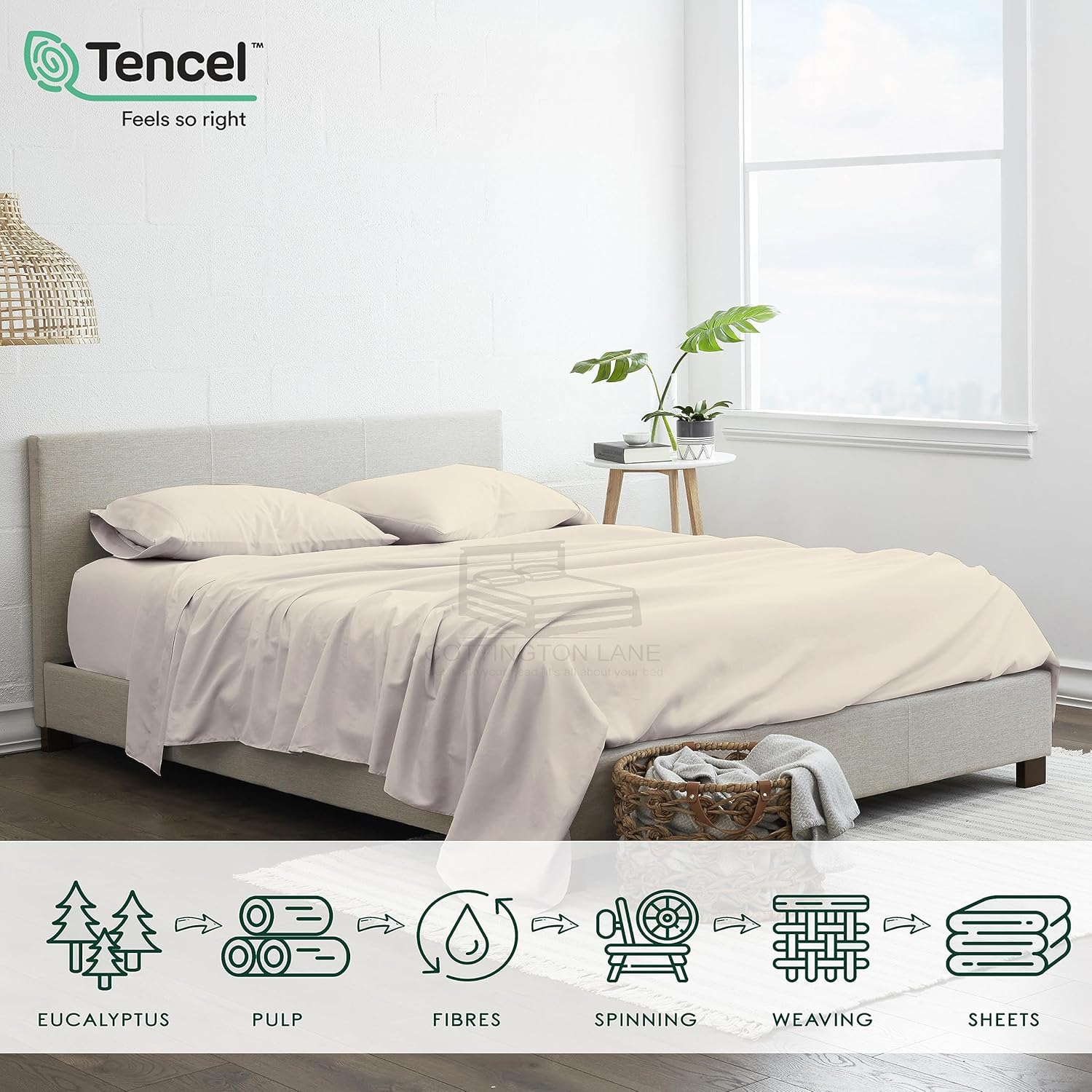 Sábanas Tencel de tamaño matrimonial, sábanas certificadas 100% Tencel Lyocell – Sábanas de eucalipto para todas las estaciones – Juego de sábanas