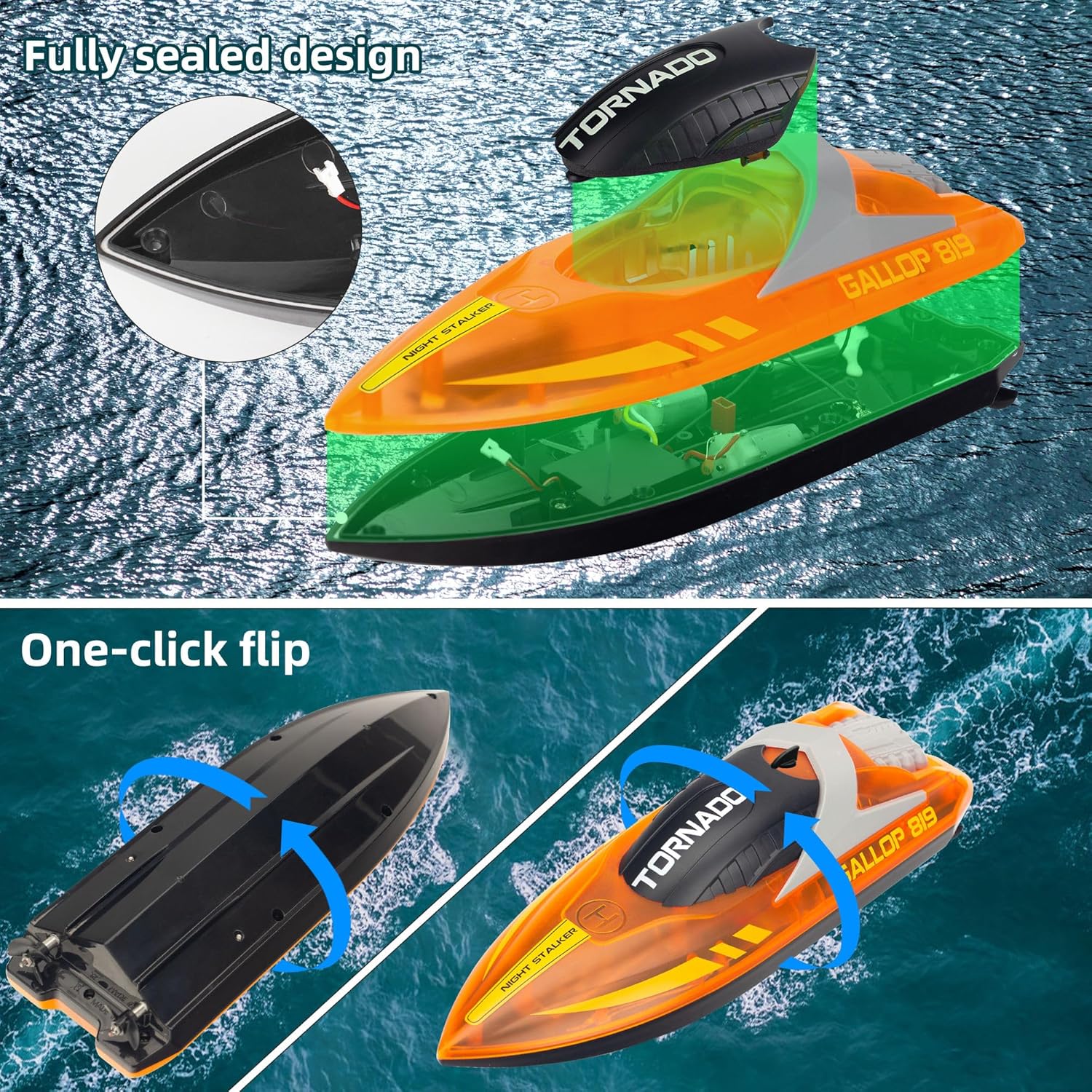 Barco a control remoto para niños de 8 a 12 años, 15+ MPH barco de control remoto rápido con luces LED, 2.4G RC barcos eléctricos para piscina y