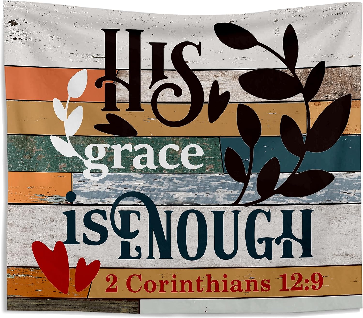 Knibeo Tapiz cristiano con texto bíblico 2 Corintios 129 His Grace is Enough – Tapices religiosos para colgar en la pared, decoración para el hogar