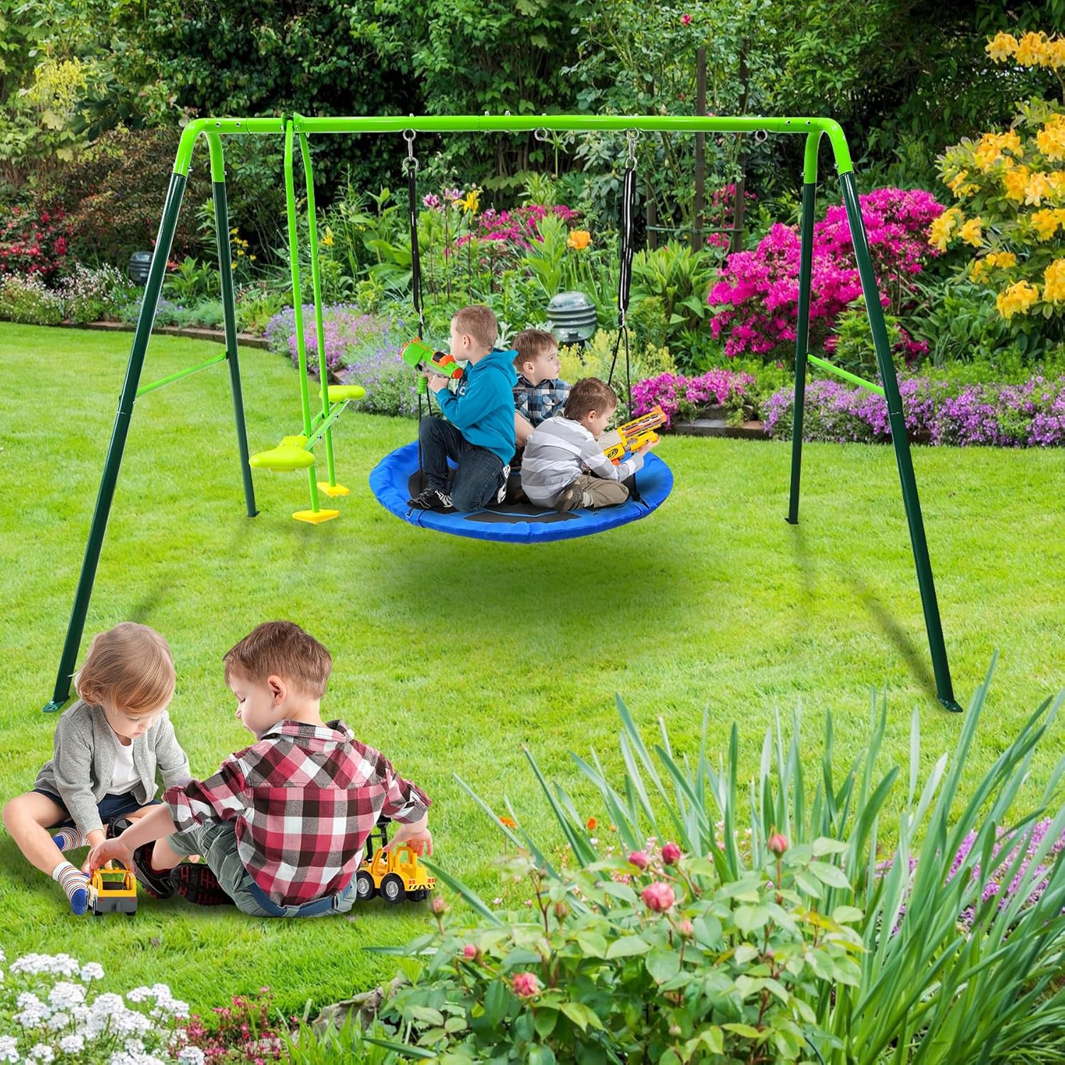 RedSwing Columpio de platillo volador de 43 pulgadas para niños al aire libre, grandes columpios redondos para árboles y columpios, fuerte y