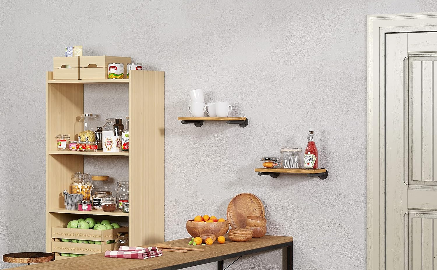 HOEMLIM Soporte para estante, paquete de 4 soportes flotantes rústicos montados en la pared, estantería industrial de tubería resistente para madera