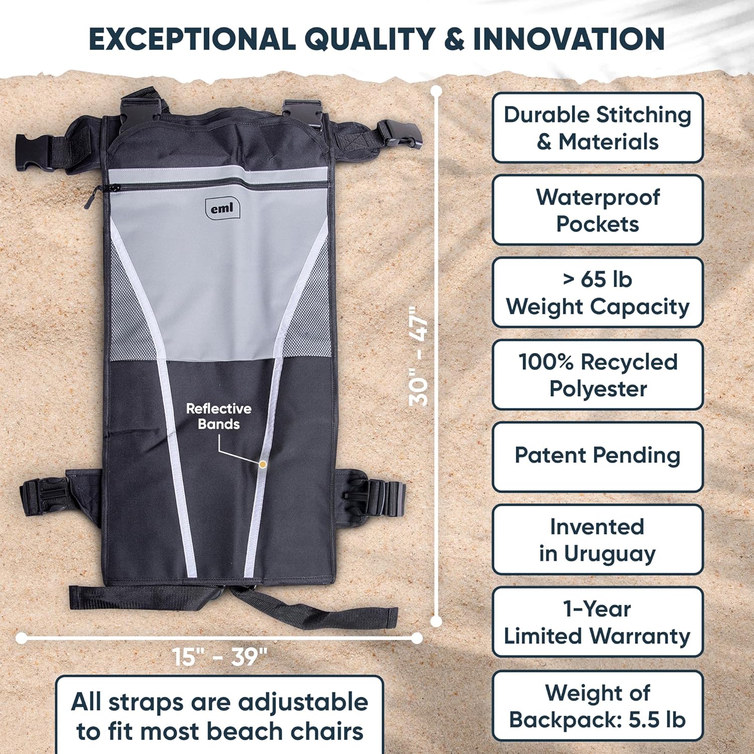 Bolsa de transporte plegable para silla  Mochila grande para silla de playa para 2 sillas de playa, sombrilla, toallas y más accesorios de playa