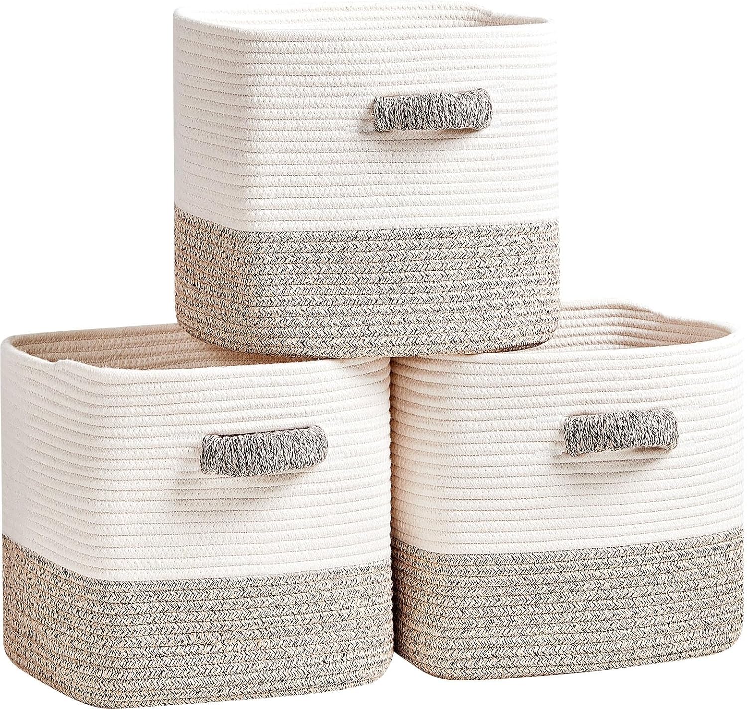R RUNKA Cestas de almacenamiento para organizar, paquete de 3, cestas cuadradas de 11 pulgadas para almacenamiento de cubos, contenedores de