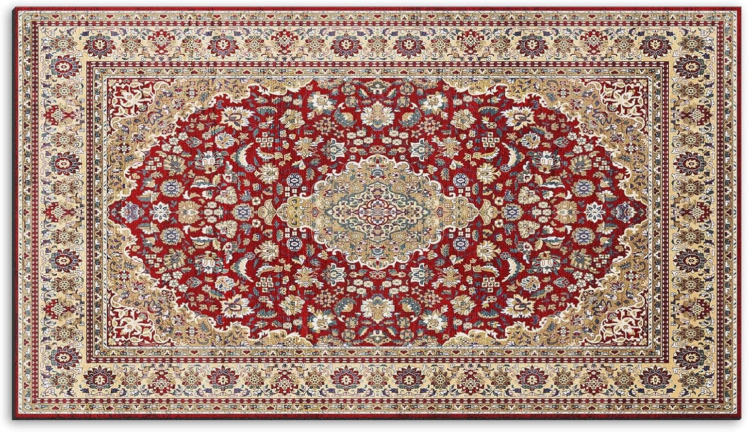Tapete retro para puerta, 17 x 30 pulgadas, color rojo oscuro, tapete decorativo para el hogar, parte trasera de goma antideslizante y fuerte