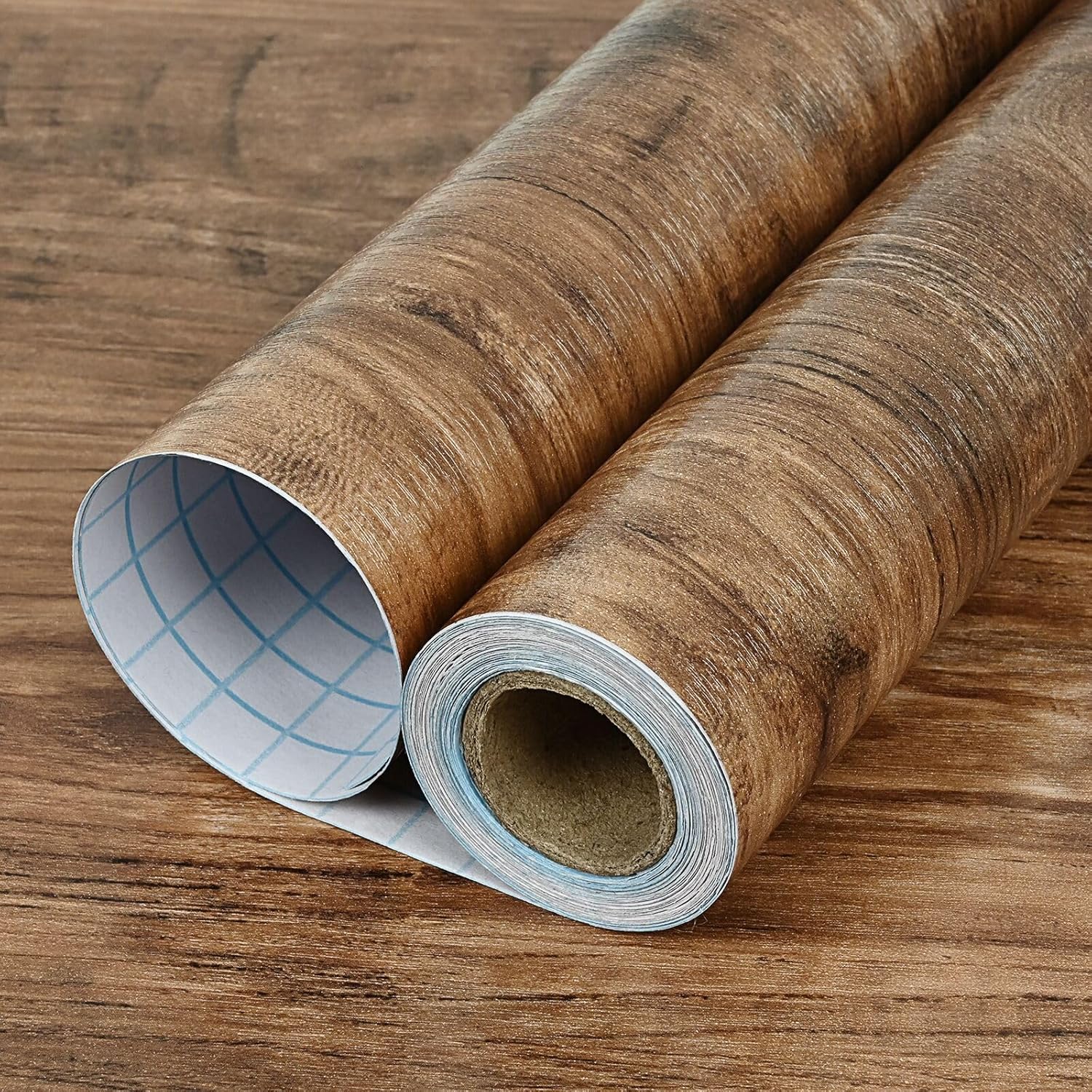 WENMER Papel adhesivo de madera marrón de 15.7 x 32.8 pies, papel tapiz de madera para despegar y pegar, papel de contacto de grano de madera,