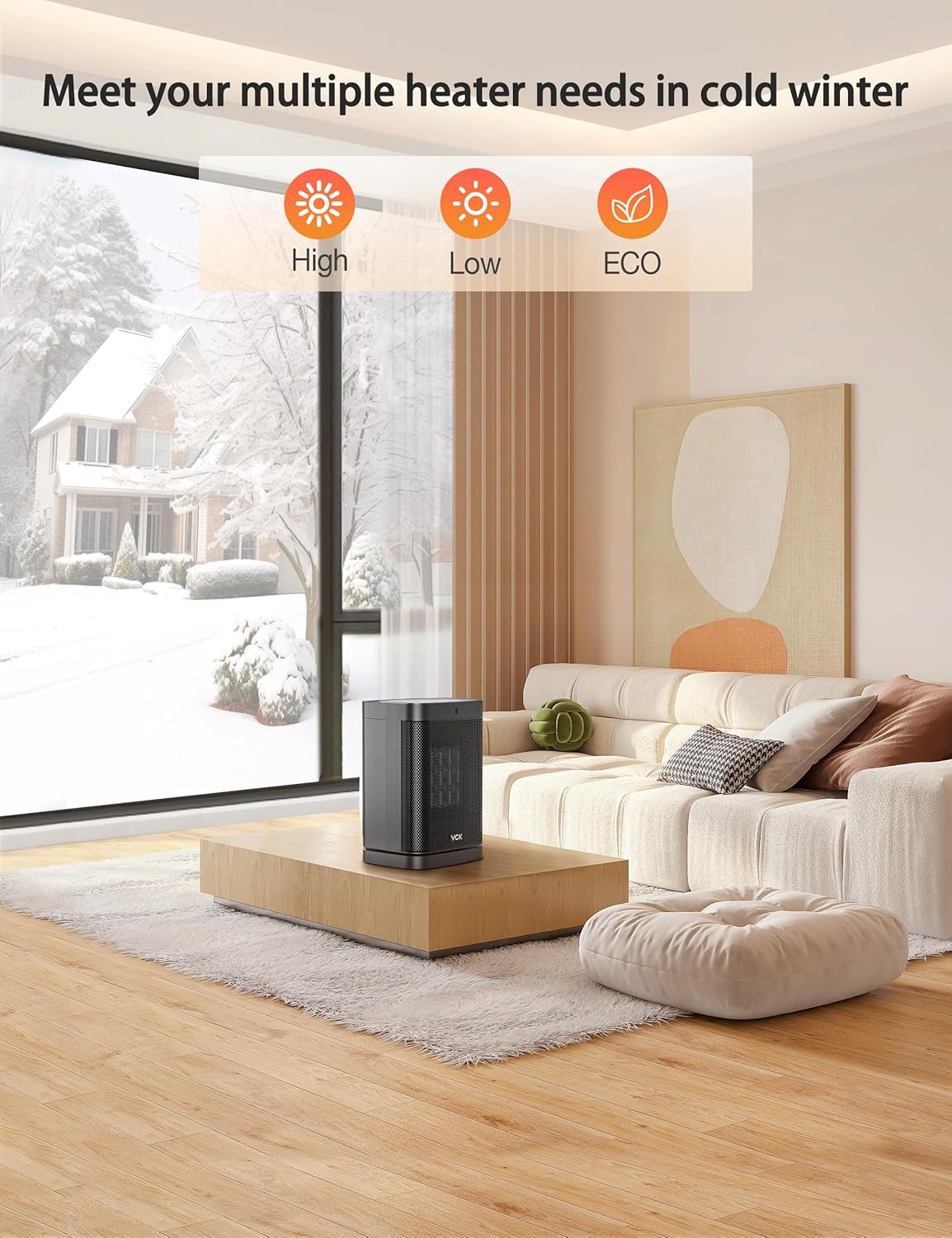 Calentadores de espacio para uso en interiores, calentador portátil VCK con oscilación de 80, calentador eléctrico PTC de 1500 W con termostato,