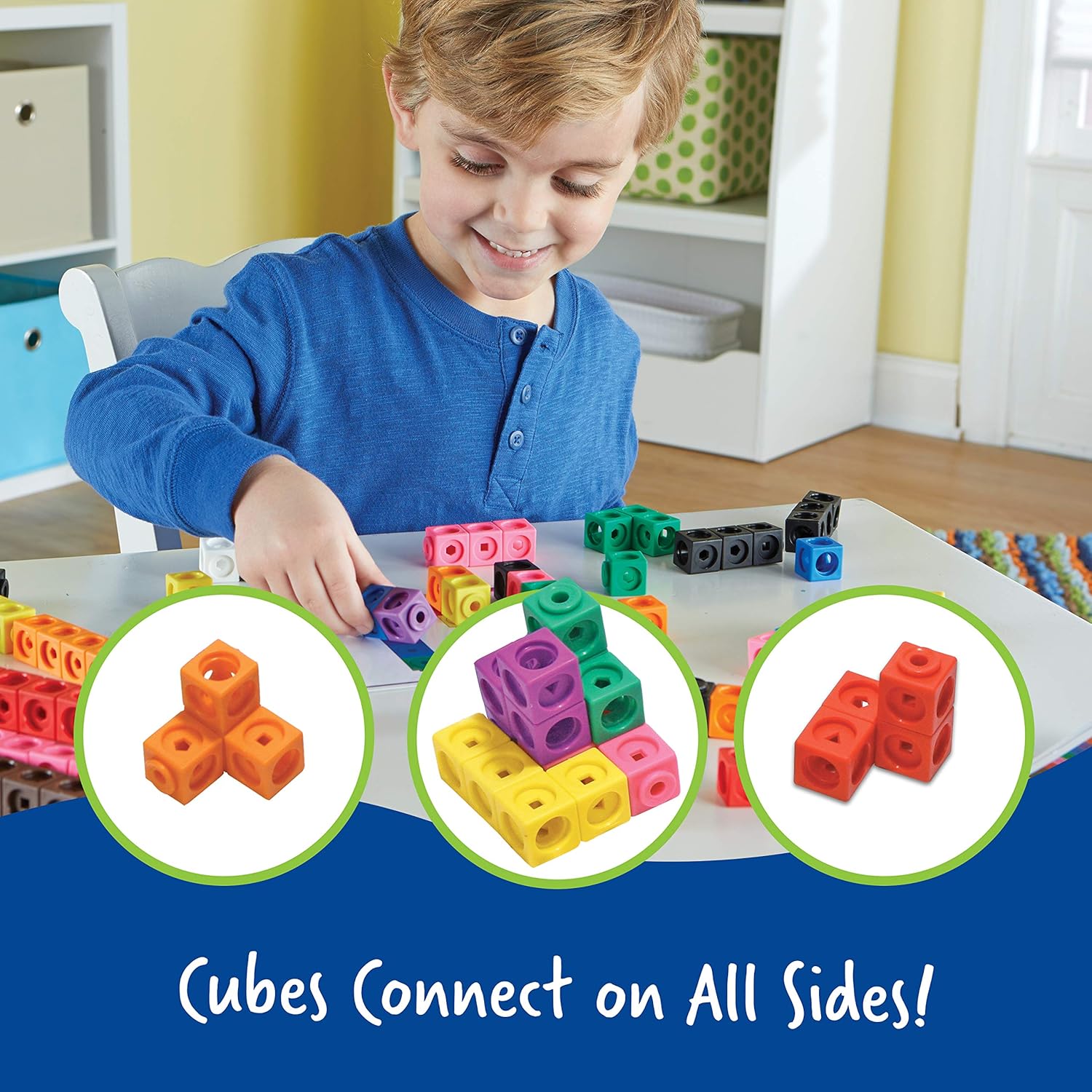 Learning Resources Brights Base Ten – Juego de aula para 20 a 25 estudiantes, 823 piezas, a partir de 6 años y cubos MathLink, juego de 100 cubos, a