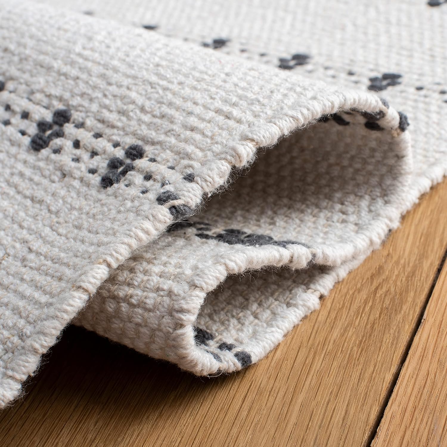 SAFAVIEH Montauk Collection – Alfombra decorativa de 3 x 5 pies, color gris y marfil, diseño de algodón de tejido plano, fácil cuidado, ideal para