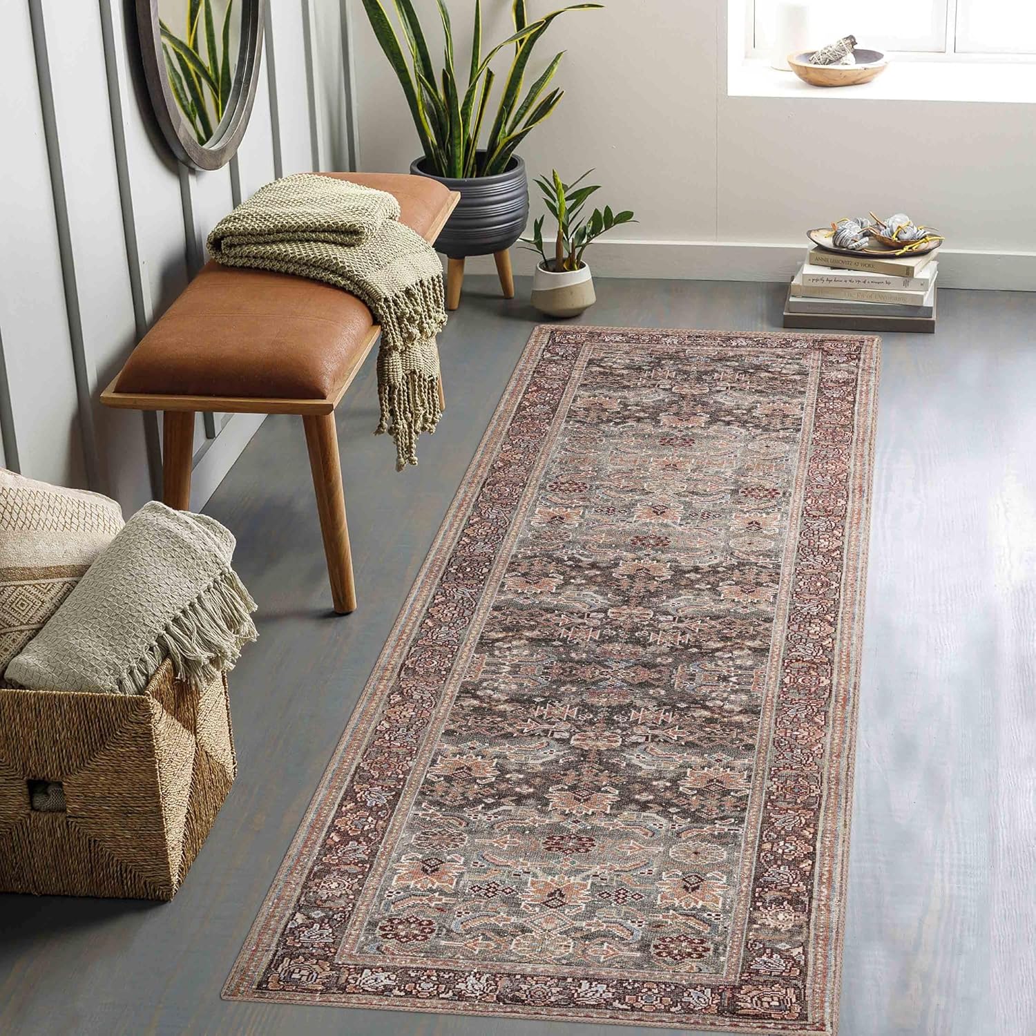 Poeti Alfombra lavable de 2 x 7 pulgadas, antideslizante para pasillos, alfombra ultra suave para corredor de cocina con respaldo de goma, alfombra