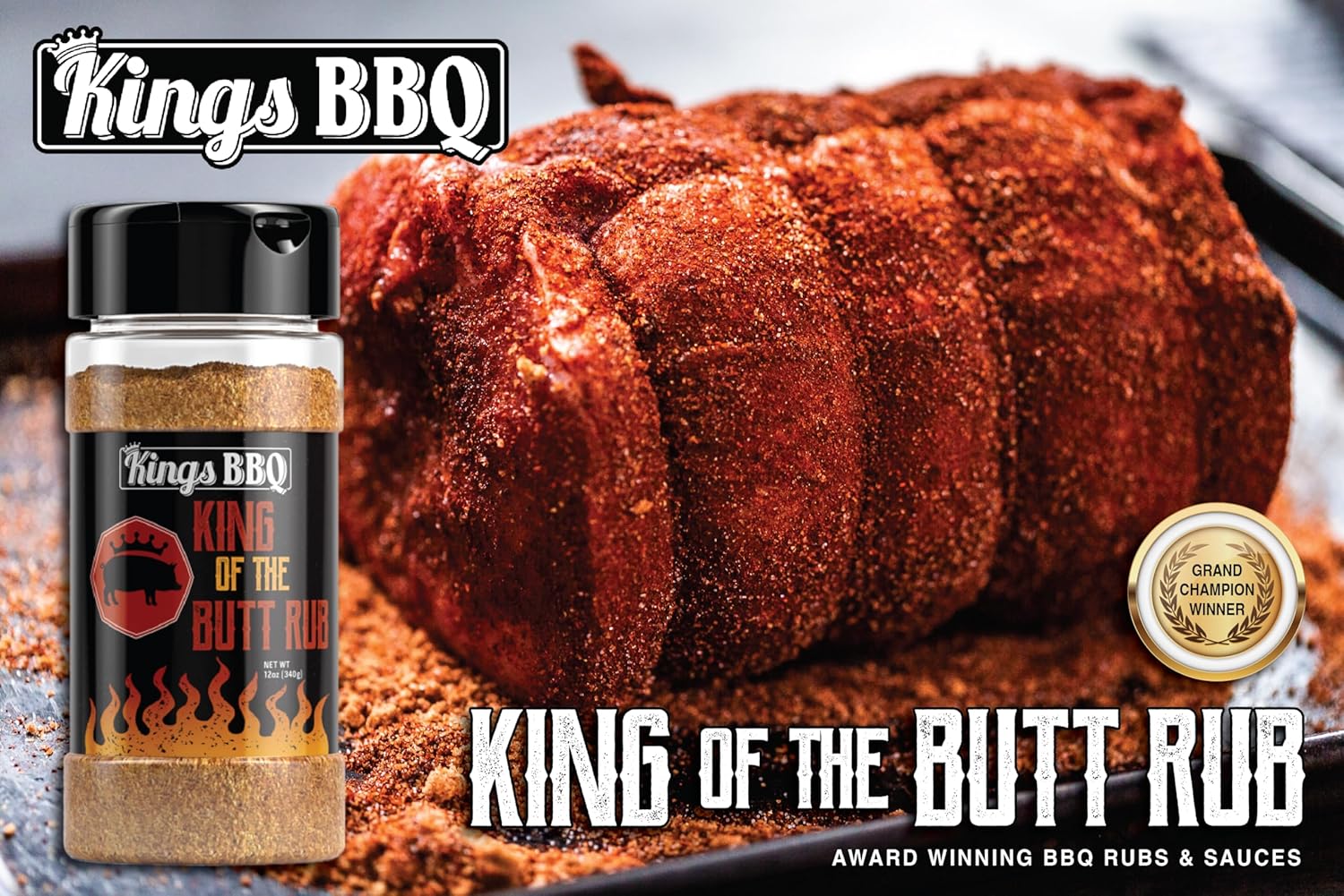 Kings BBQ King Of The Butt Rub Seasoning – Botella agitadora de 12 onzas – Paquete de 2
