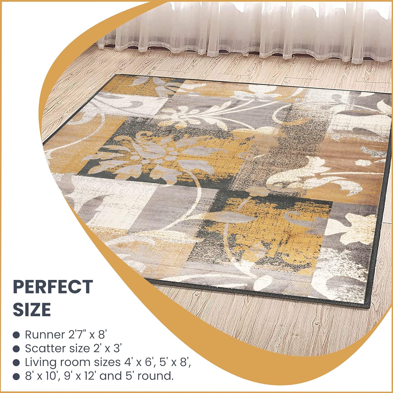 Superior Alfombra interior con respaldo de yute, perfecta para entrada, oficina, sala de estarcomedor, dormitorio, cocina, piso, decoración moderna